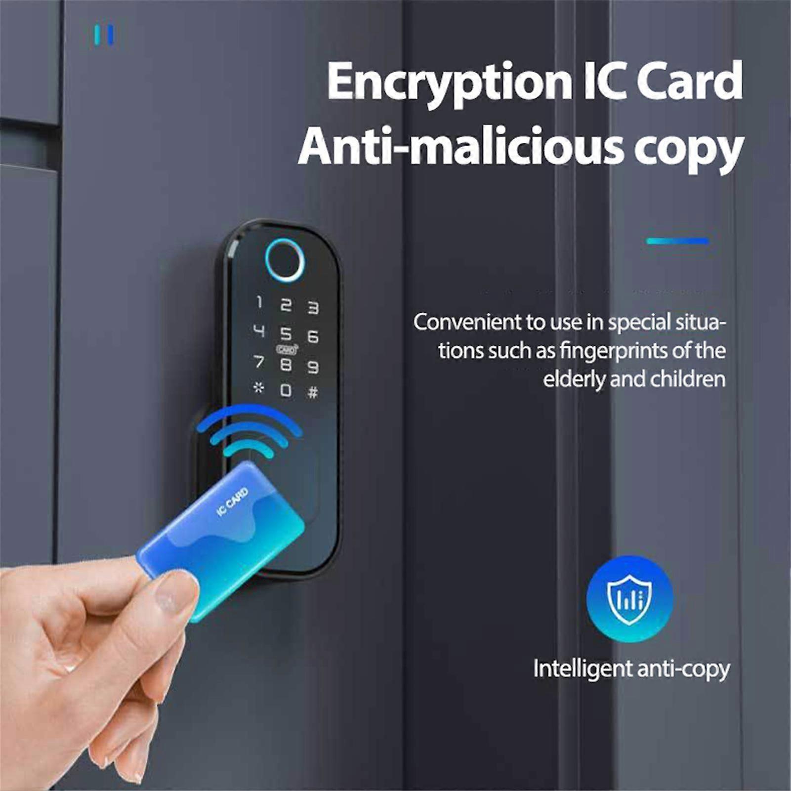 Smart Door Lock No Wiring Fingerprint Card Password Unlock WiFi Electric Door Locks for Home Rentals for Tuya APP