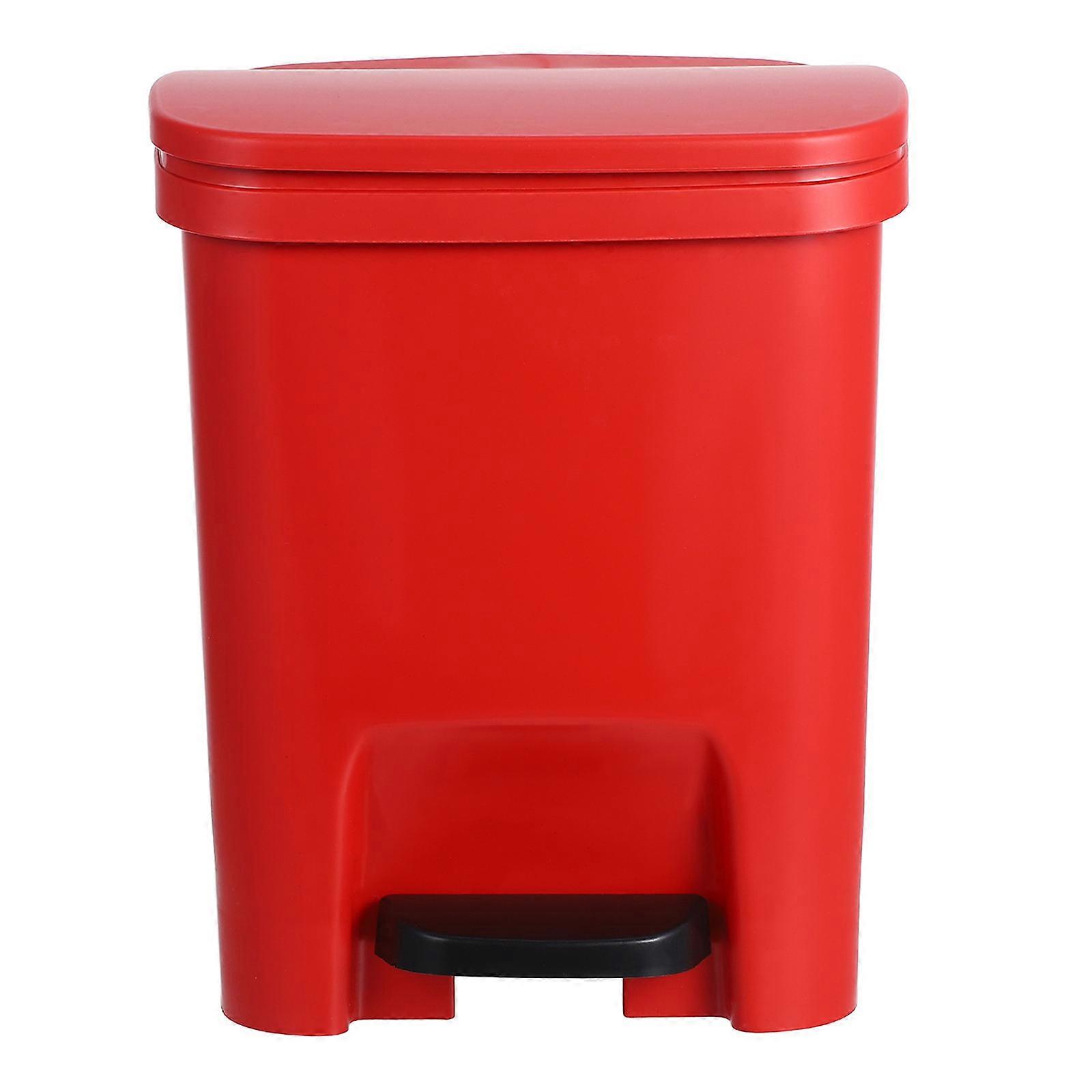Foot Pedal Trash Can Plastic with Lid for Office 10L Rubbish Container