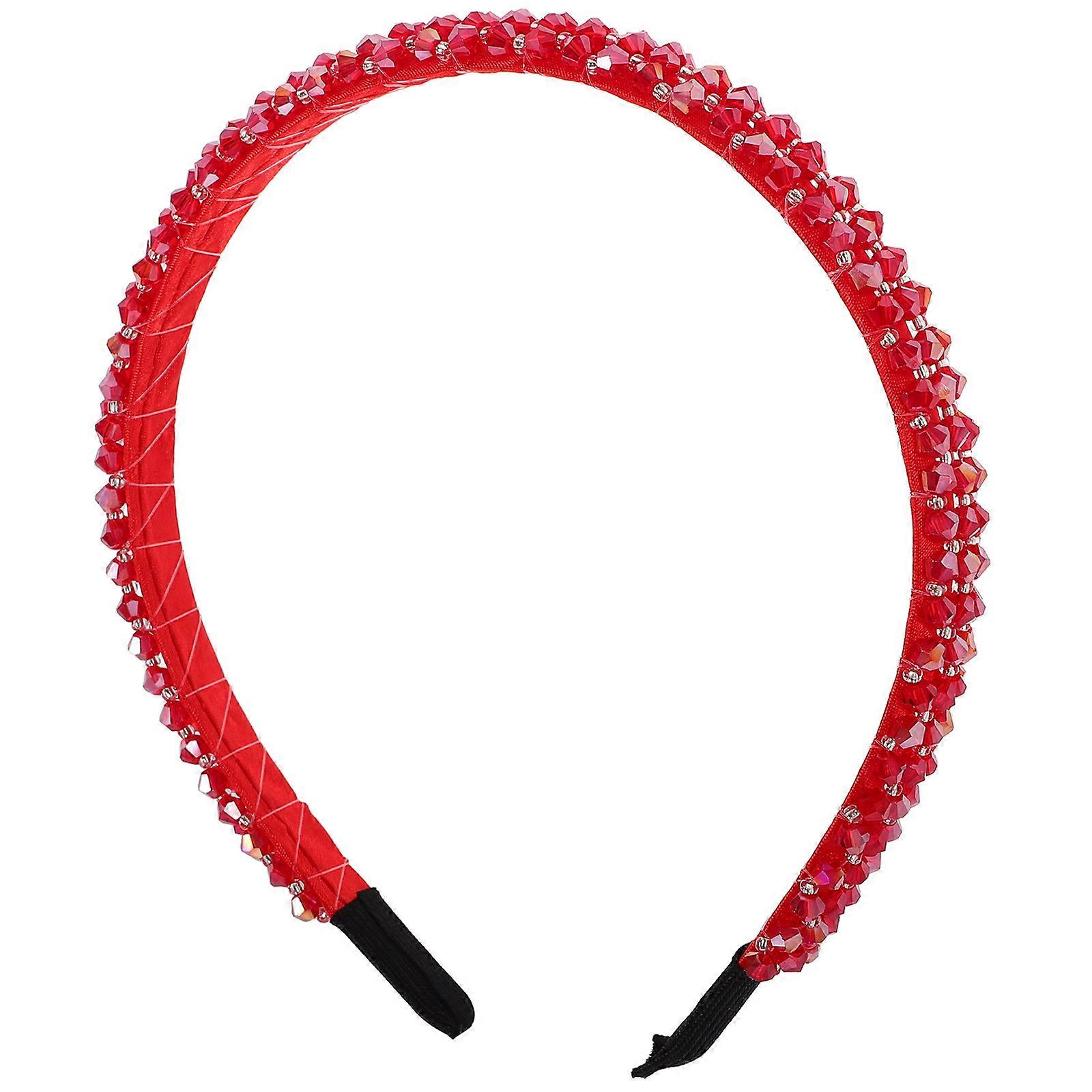 Women Hair Accessory Crystal Headband for Decoration Use 1 Piece Red