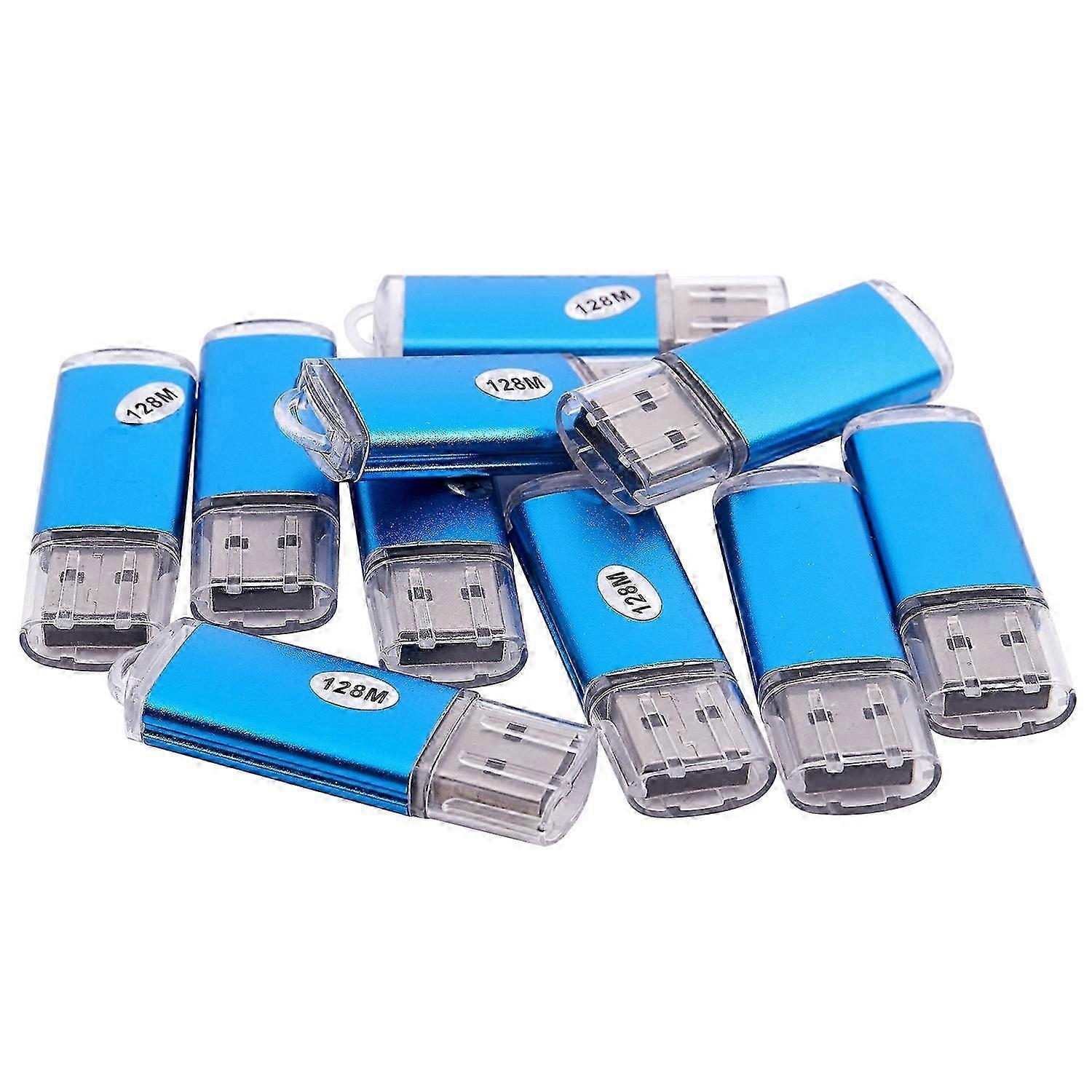 10 x Mémoire USB 2.0 Memory Stick Clé USB 128 Mo Cadeau Bleu