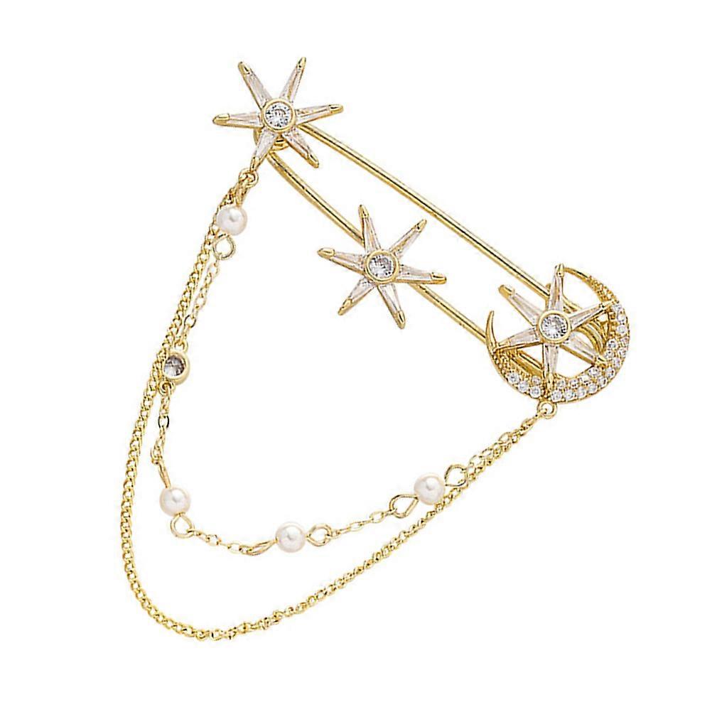 All-Match Six-Pointed Star Brooch Chain Lapel Pin for Decor 1Pcs Breastpin