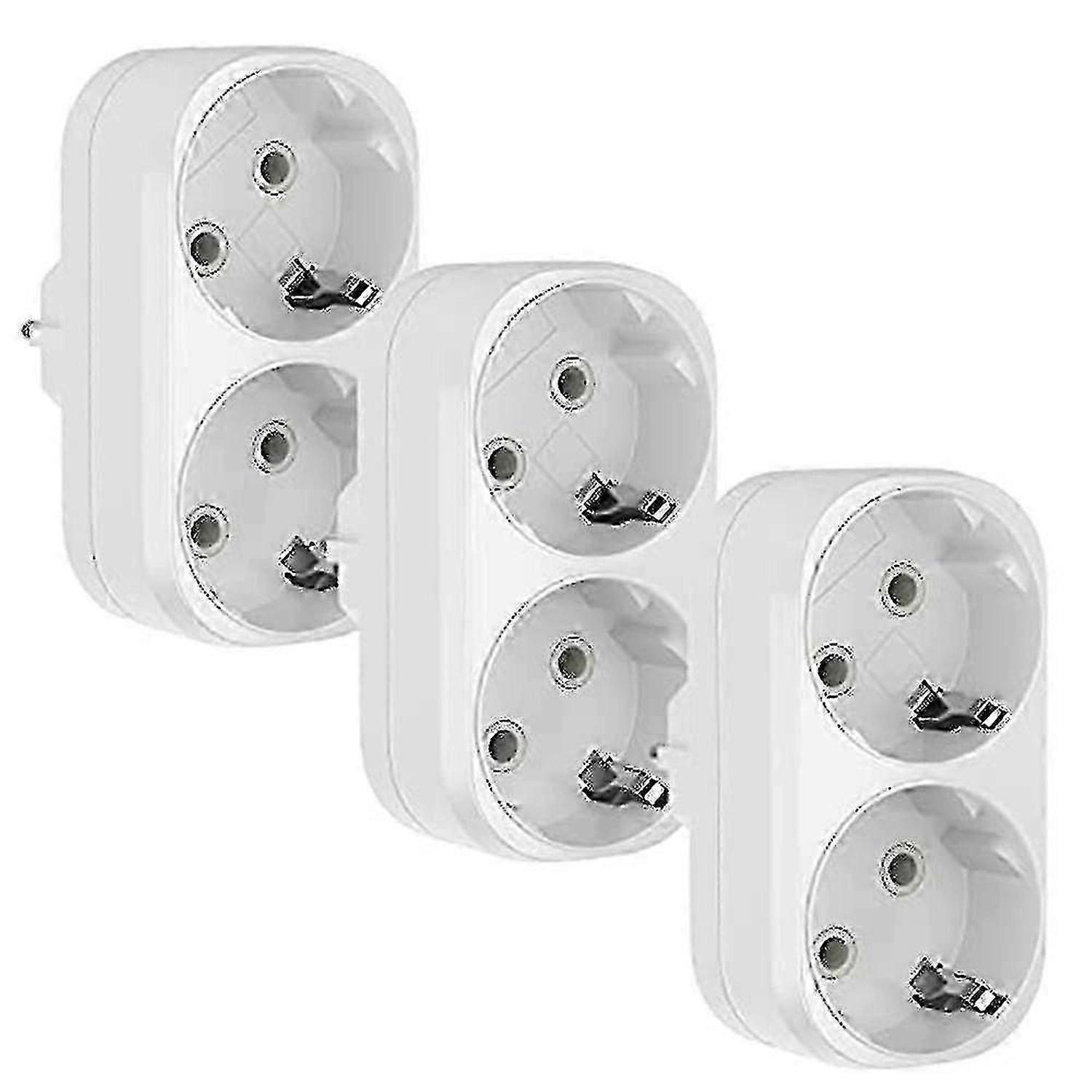 3pcs Socket Adapter, 2 In 1 Double Plug Triple Socket 16a/250v, 3680w Max Double Socket Adapter Eu