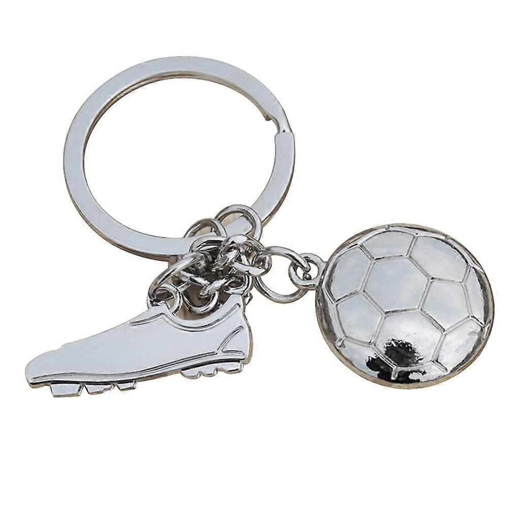 Football Keychain Pendant For Sports Fans Or Soccer Enthusiasts In Sleek Silver Color With Shoe Shape Design In A 1Pack