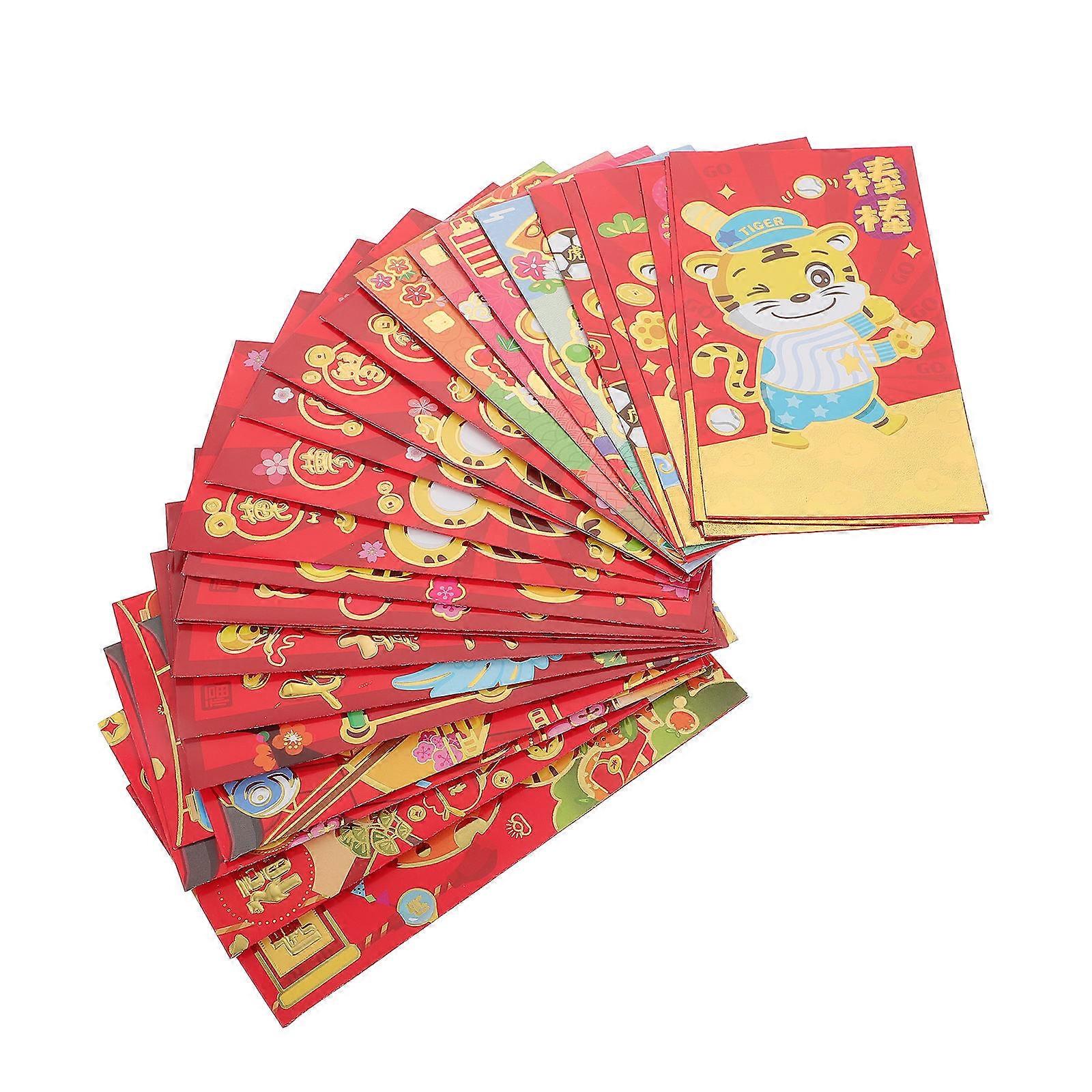 Tiger Red Packets Cartoon Red Envelopes for Storage 30Pcs 2022 Year of The Tiger
