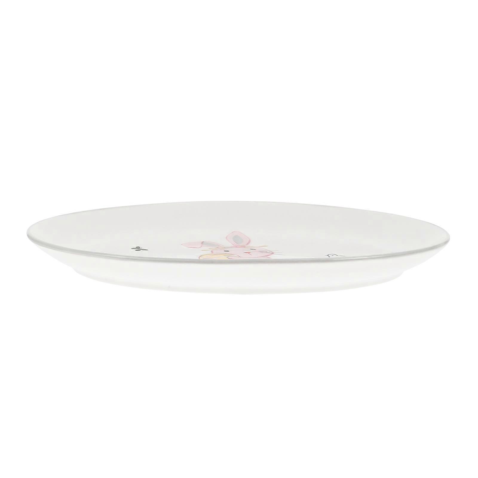 Rabbit Ceramic Plate for Dessert Serving Lovely Rabbit Pattern Plate