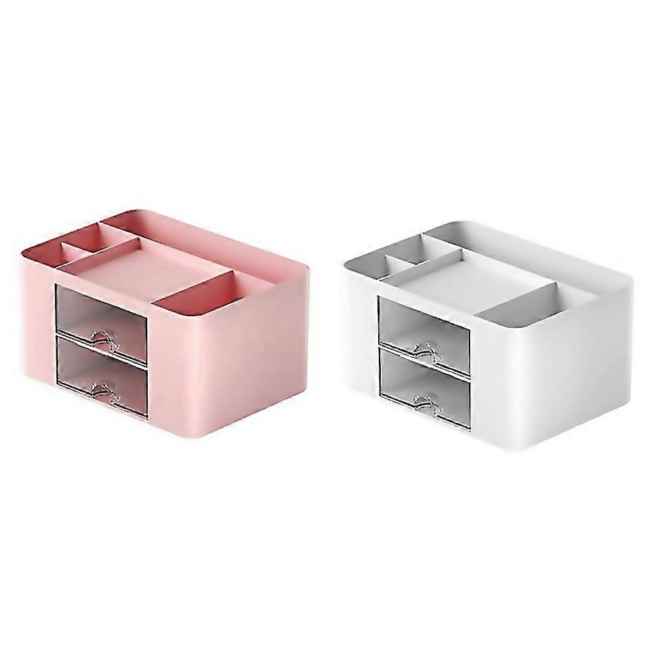 For 2pcs Pinkwhite Simple Transparent Drawer Storage Box