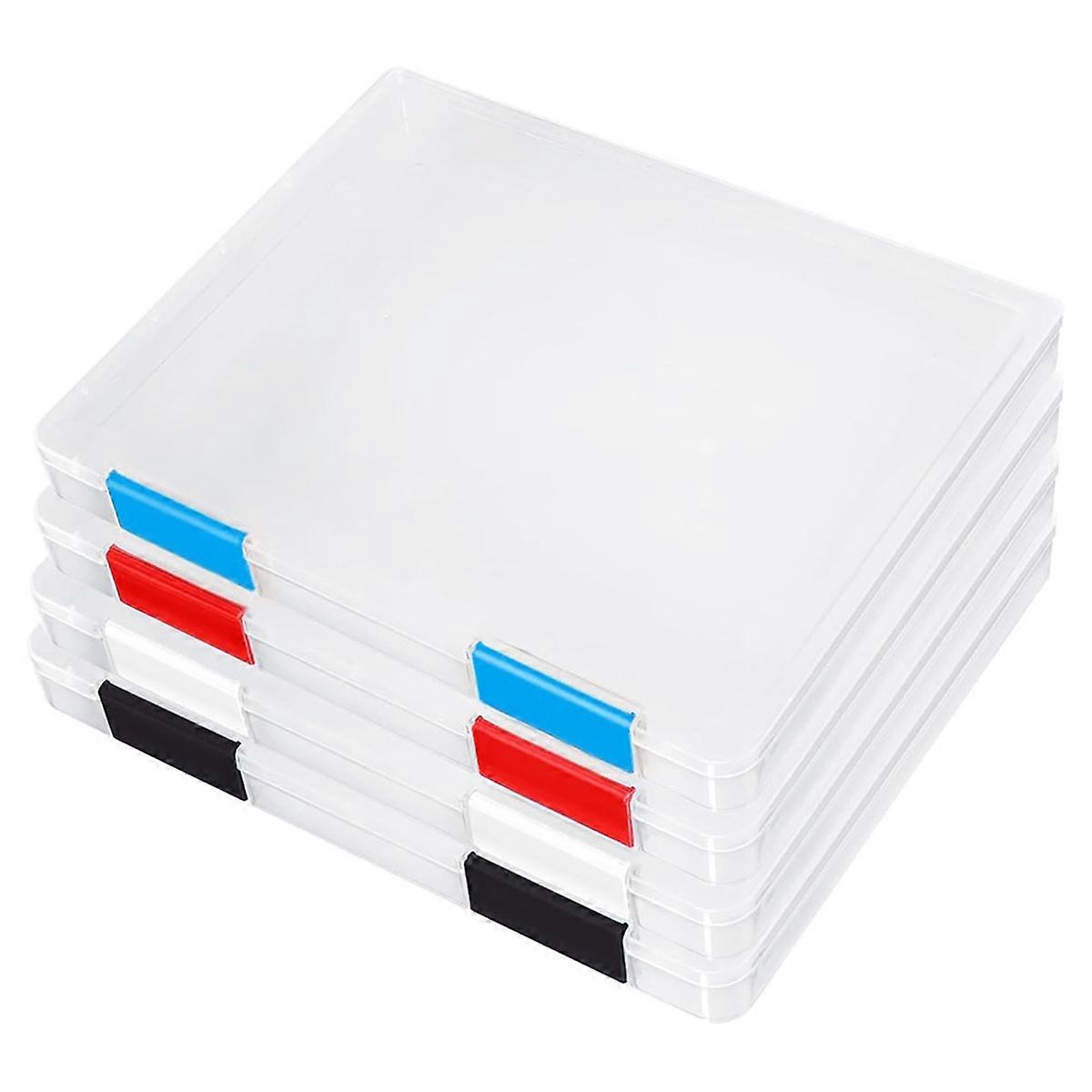 4 Pack A4 File Box,Clear Plastic Document Storage Box,