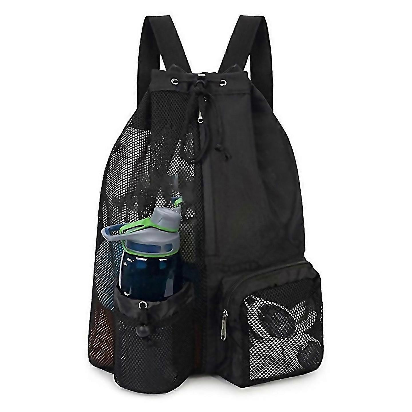 For Swim Bag Mesh Drawstring Backpack For Swimming Gym Pool Black