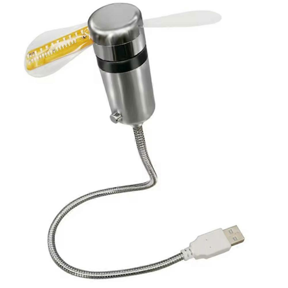 Clock Fans Time Temperature Display Metal Mini Fan USB Powered LED Clock Fan Flexible Gooseneck LED Clock for Laptop PC