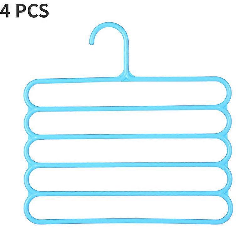 4 pcs Pants Rack Multifunctional Household Saving Space Multi Layer Trousers Hanger Pants Closet Color Clothes Peg 5 Layers