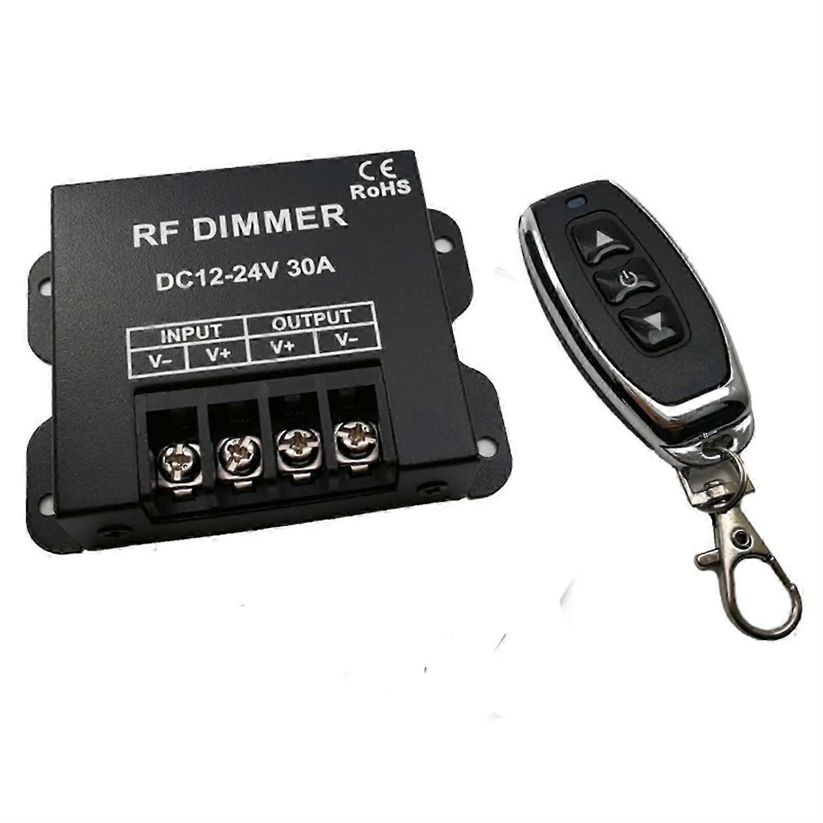 LED Dimmer DC12-24V 30A 360W Output Dimmable 3-button Single Color Light Controller with RF Wireless Remote Control