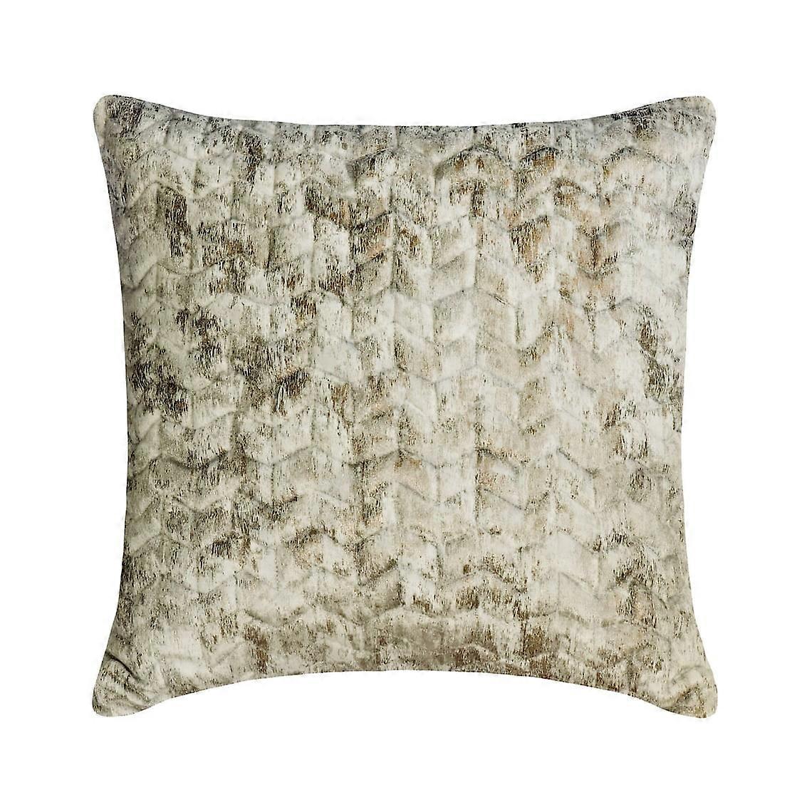 HomeCentric Ivory 26"x26" Euro Shams, Velvet Chevron Quilted with Gold Foil, Geometric Pattern Modern Style for Couch