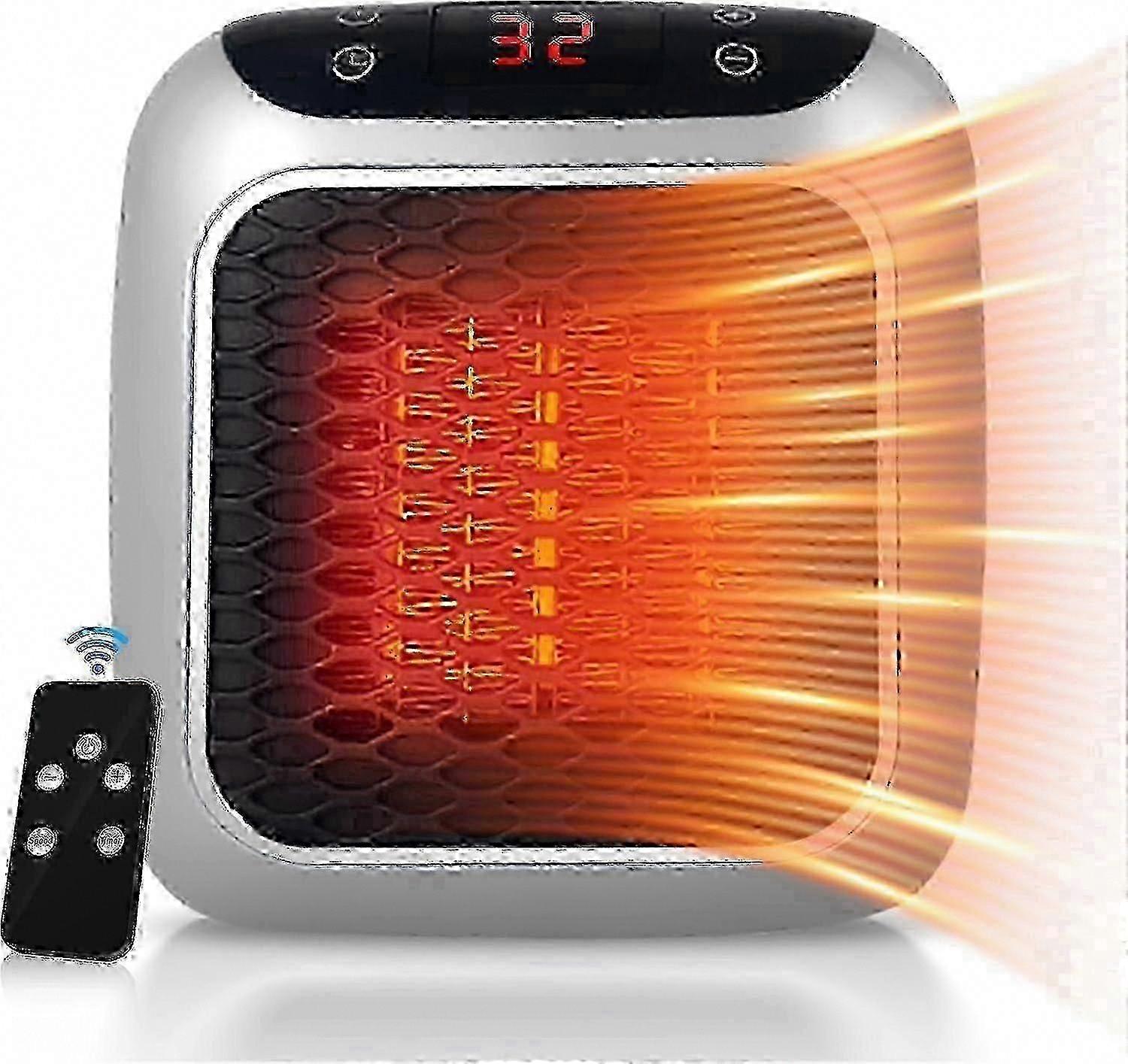 Portable 800W Ceramic Space Heater with Remote, 12H Timer, LED Display, Fan Function, 2 Heat Settings, Walkbee 7827 B