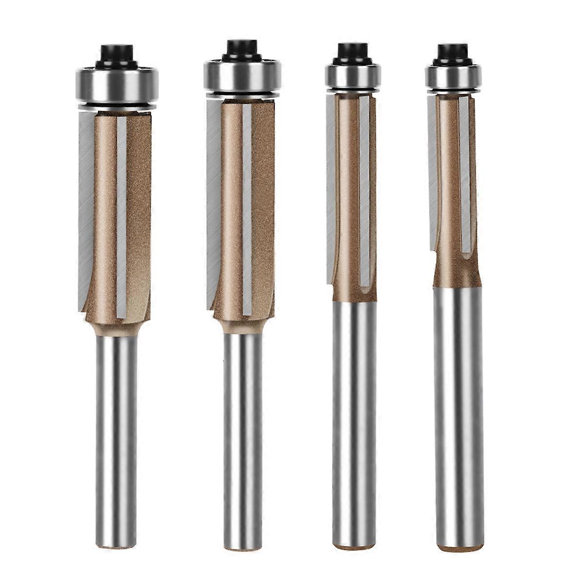 4PCS 6mm Shank Three-Blade Double Bearing Flush Trim Bit Router Bit Professional Woodworking Milling Cutter for Wood Bit