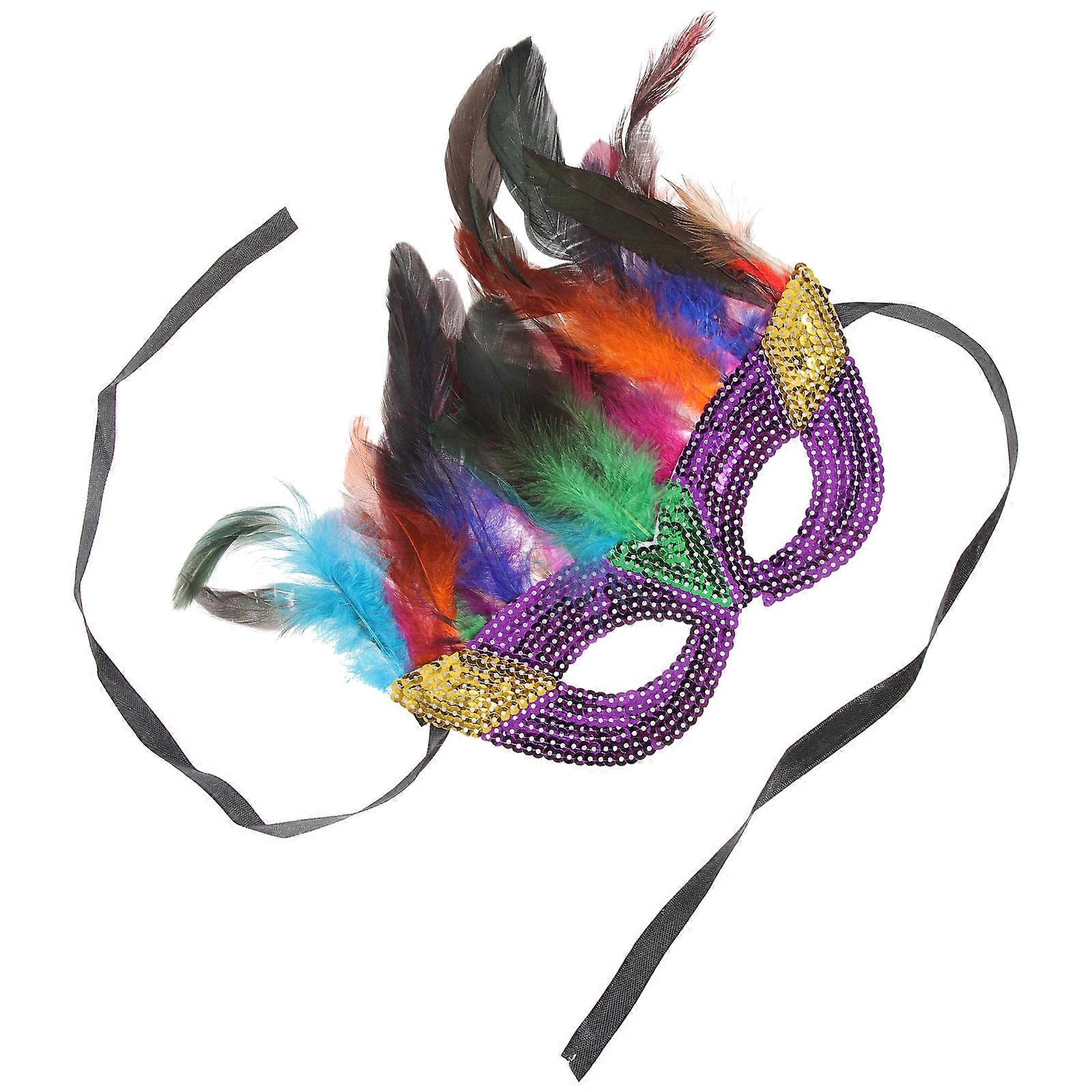 Costume Party Decoration Masks With Stylish Plume Design Ideal For Festivals And Birthdays 2Pcs