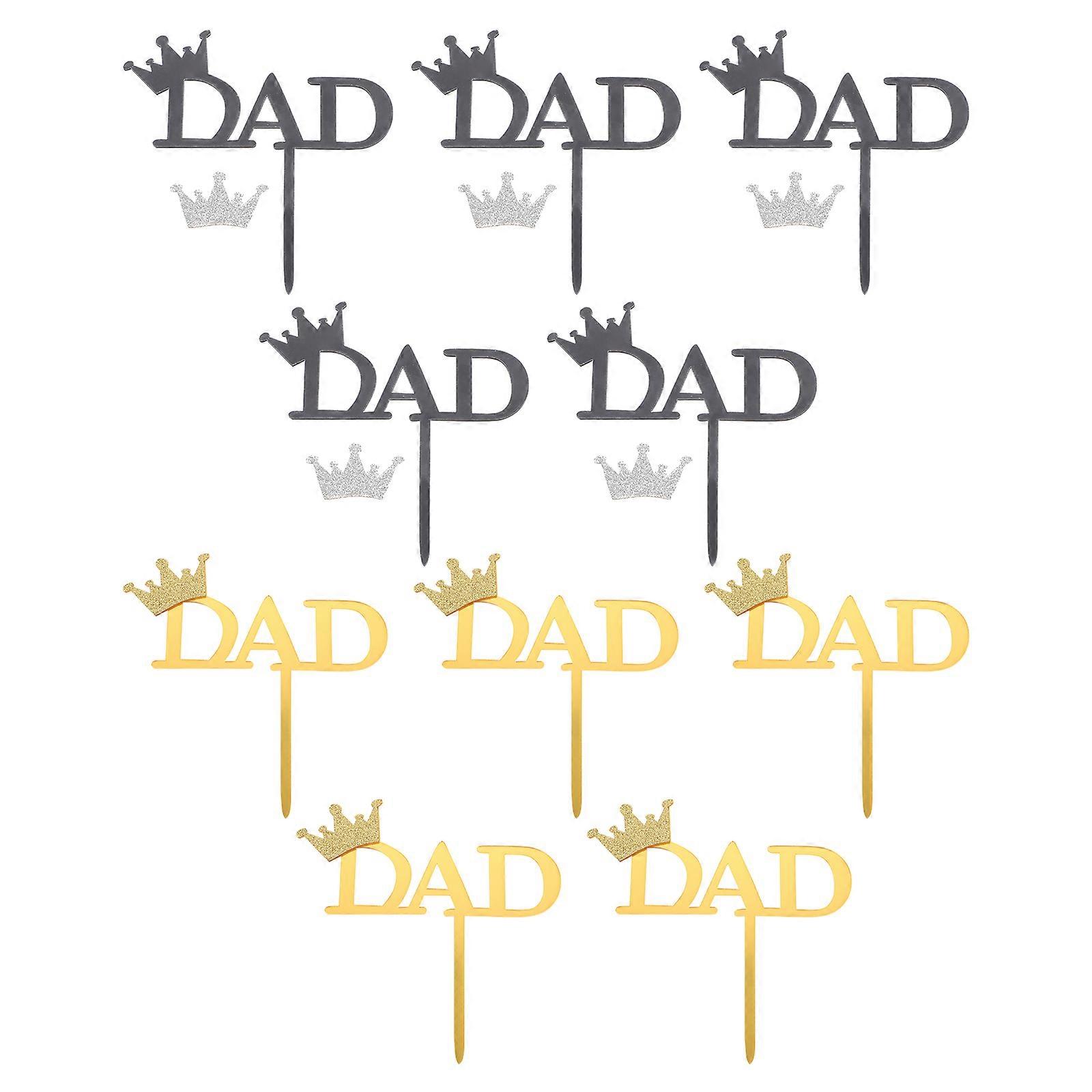 Dad Cake Toppers Acrylic Set for Decoration with 10Pcs Colorful Crowns