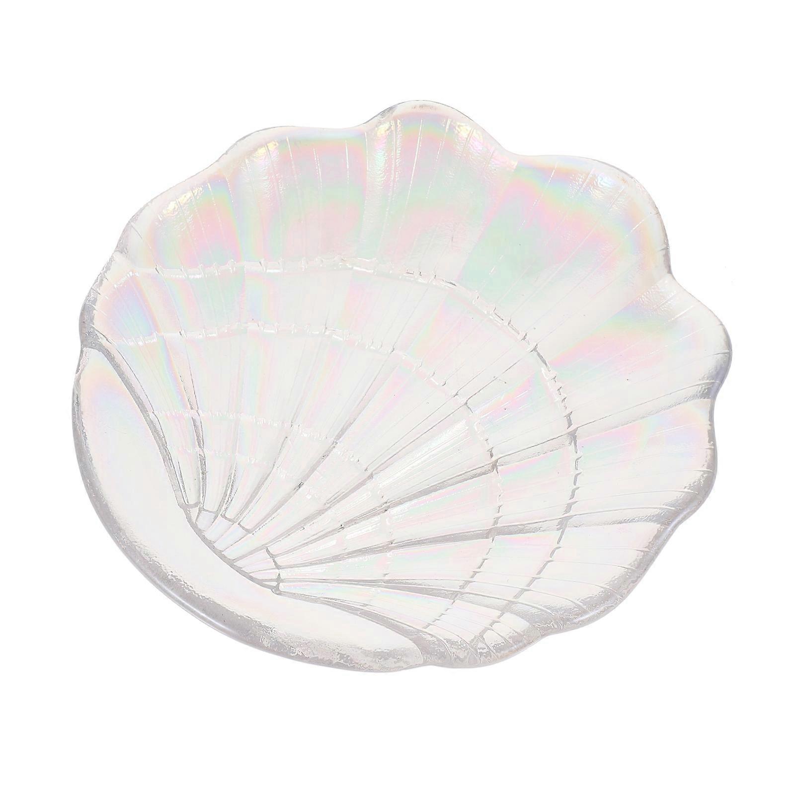 Shell Shaped Jewelry Tray for Storage Use 2Pcs Transparent Glass Plate