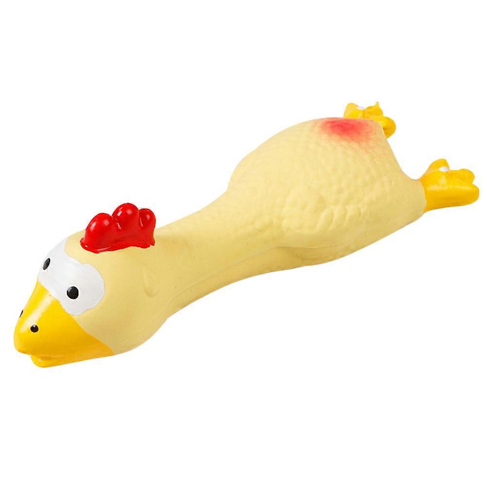 Dog Squeaky Toy Screaming Chicken Latex for Chewing 3Pcs Yellow Toy