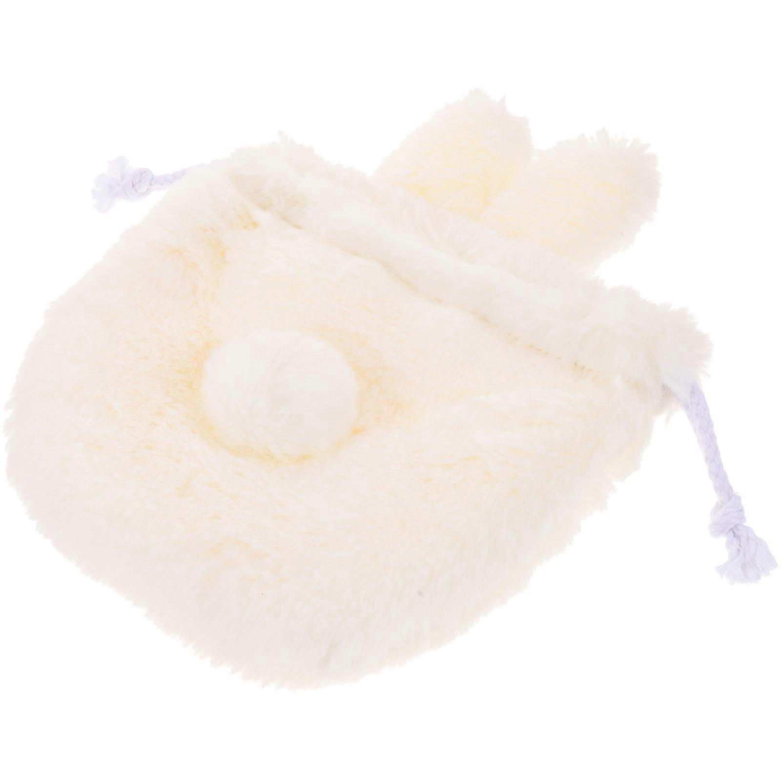White Plush Cosmetic Drawstring Bag with 3Pcs Plush Rabbit Bags for Home