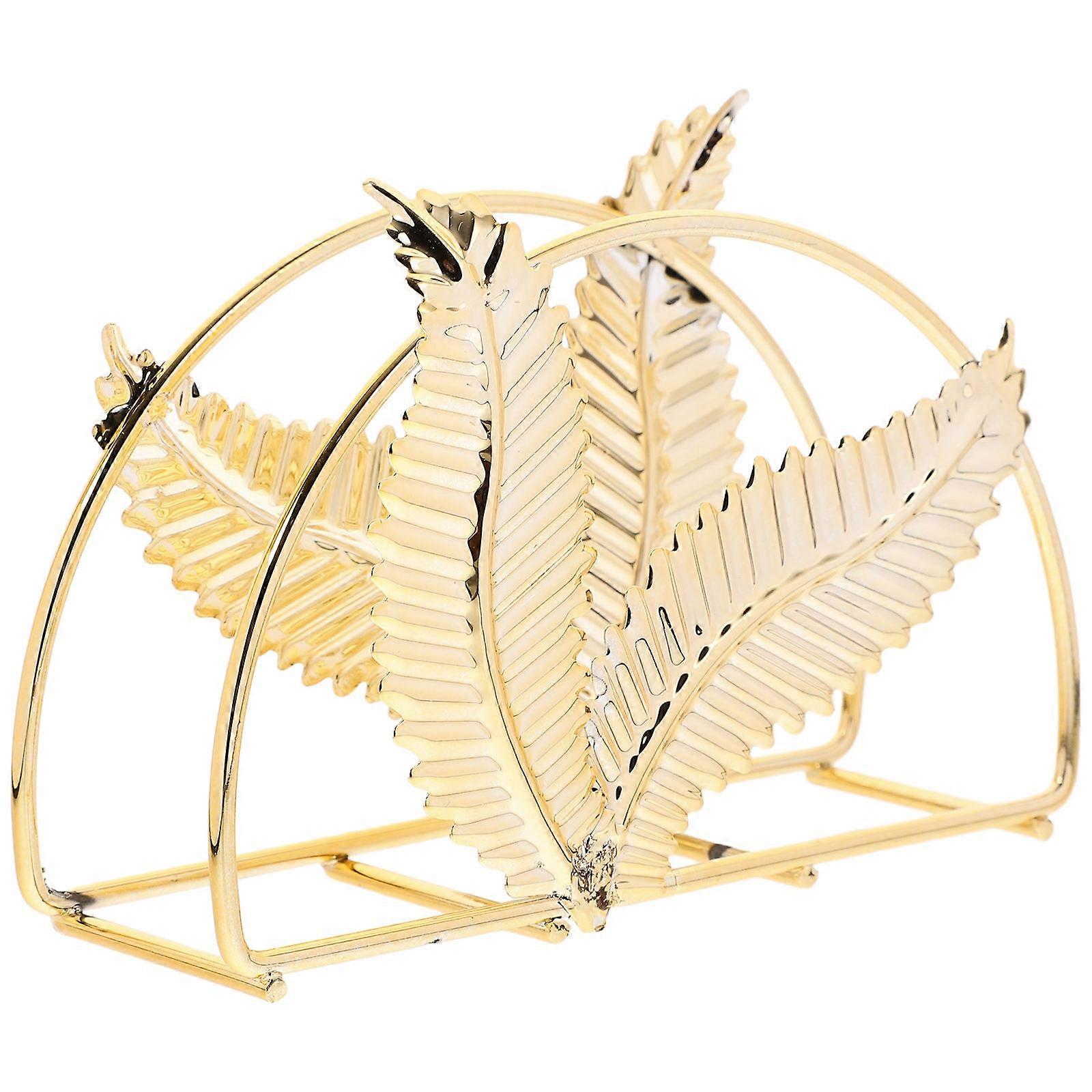 Modern Napkin Holder Leaf Design Tissue Storage Rack 4Pcs Golden