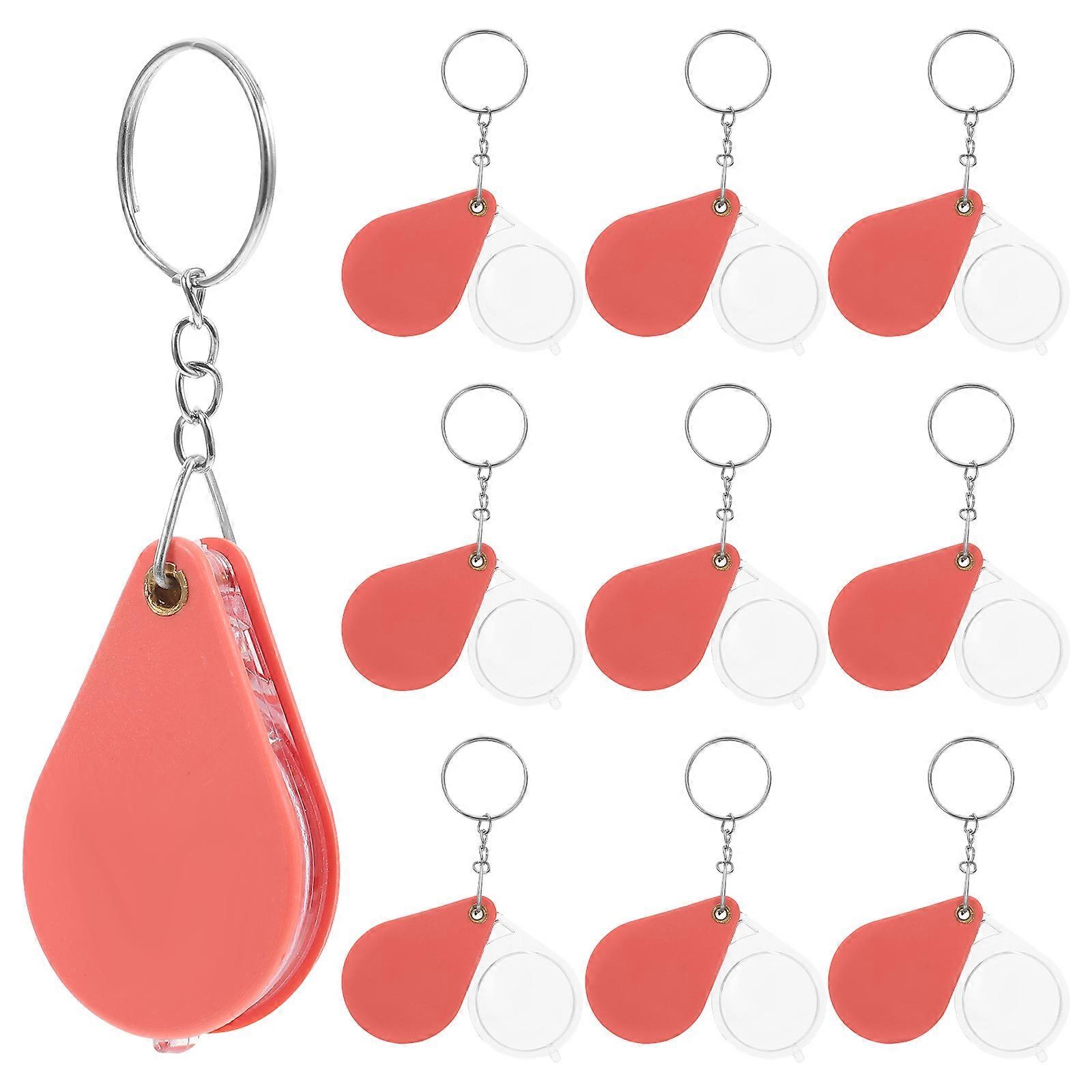 10Pcs Keychain Magnifier with Protective Cover Ideal for Observer Use in Reading Crafts and Coin Examination
