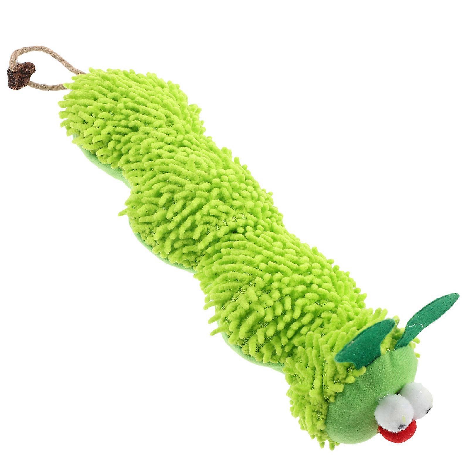 Pet Plush Caterpillar Toy For Cats Mood Easing And Hunting Instincts Light Green 1Set