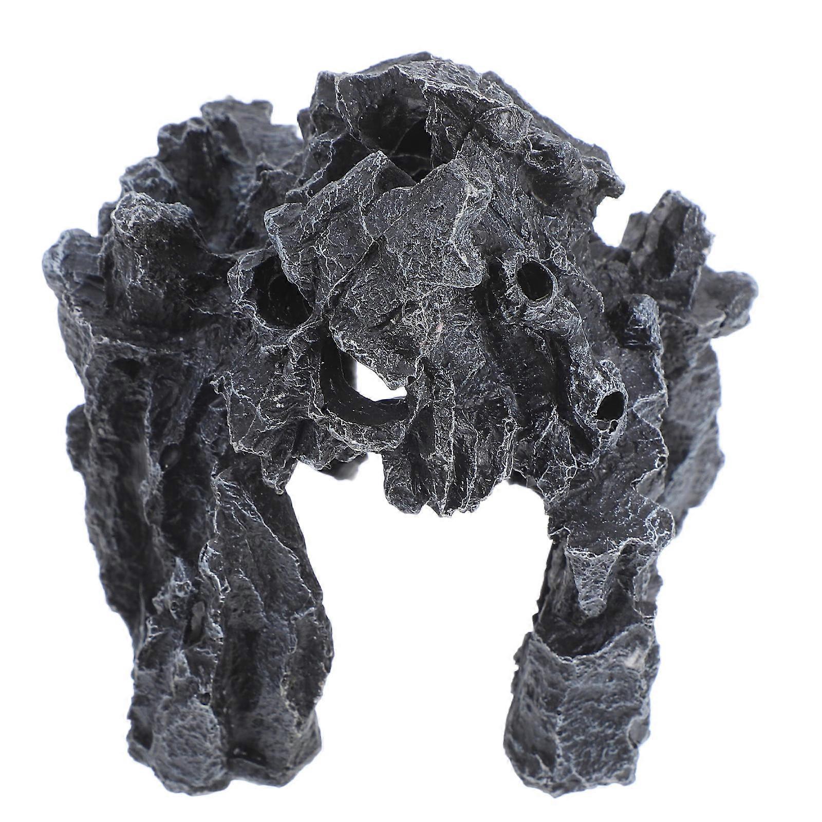 Snake Tank Accessories Resin Reptile Cave for Shelter 2Pcs Black