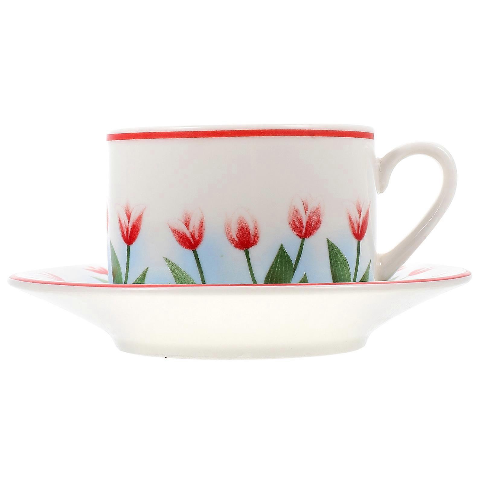 Assorted Color Ceramic Coffee Cup with Saucer for Coffee 2Sets
