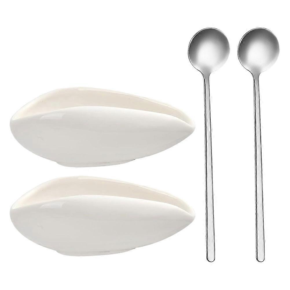 Ceramic Coffee Spoon for Measuring Coffee Scoop and Rest 10Sets