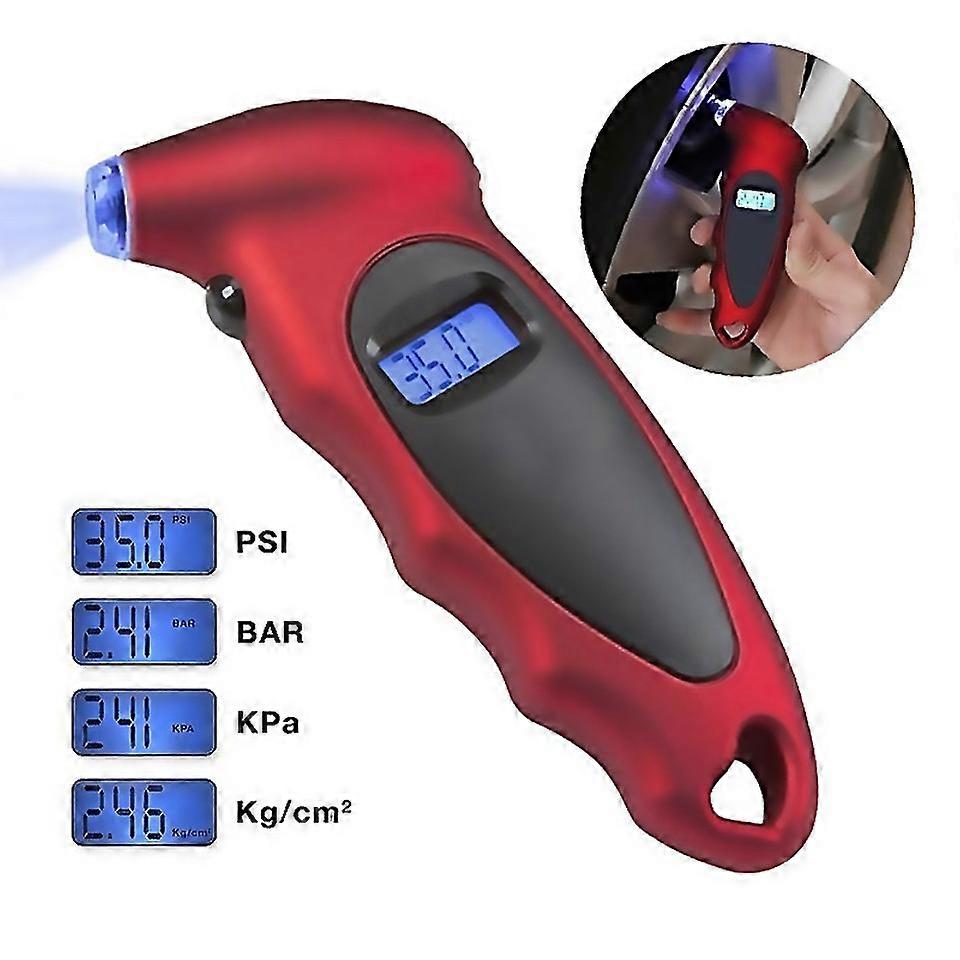 For New Digital Tire Gauge With Led Flash Light Pressure Range 0100psired