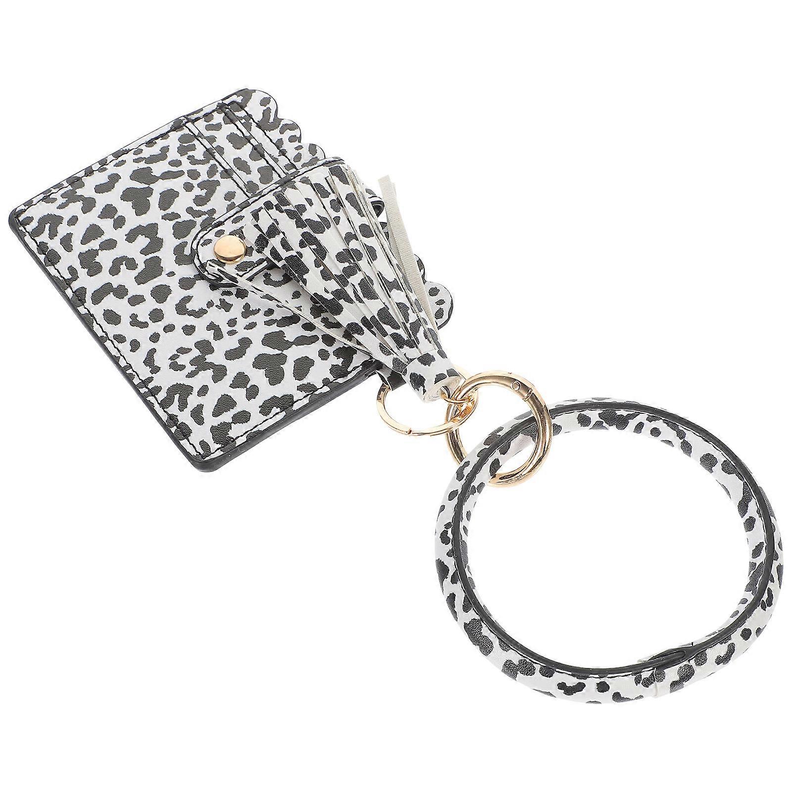 Wristlet Keychain Leopard Printing Bracelet Keyring Bag Decoration 2Pcs