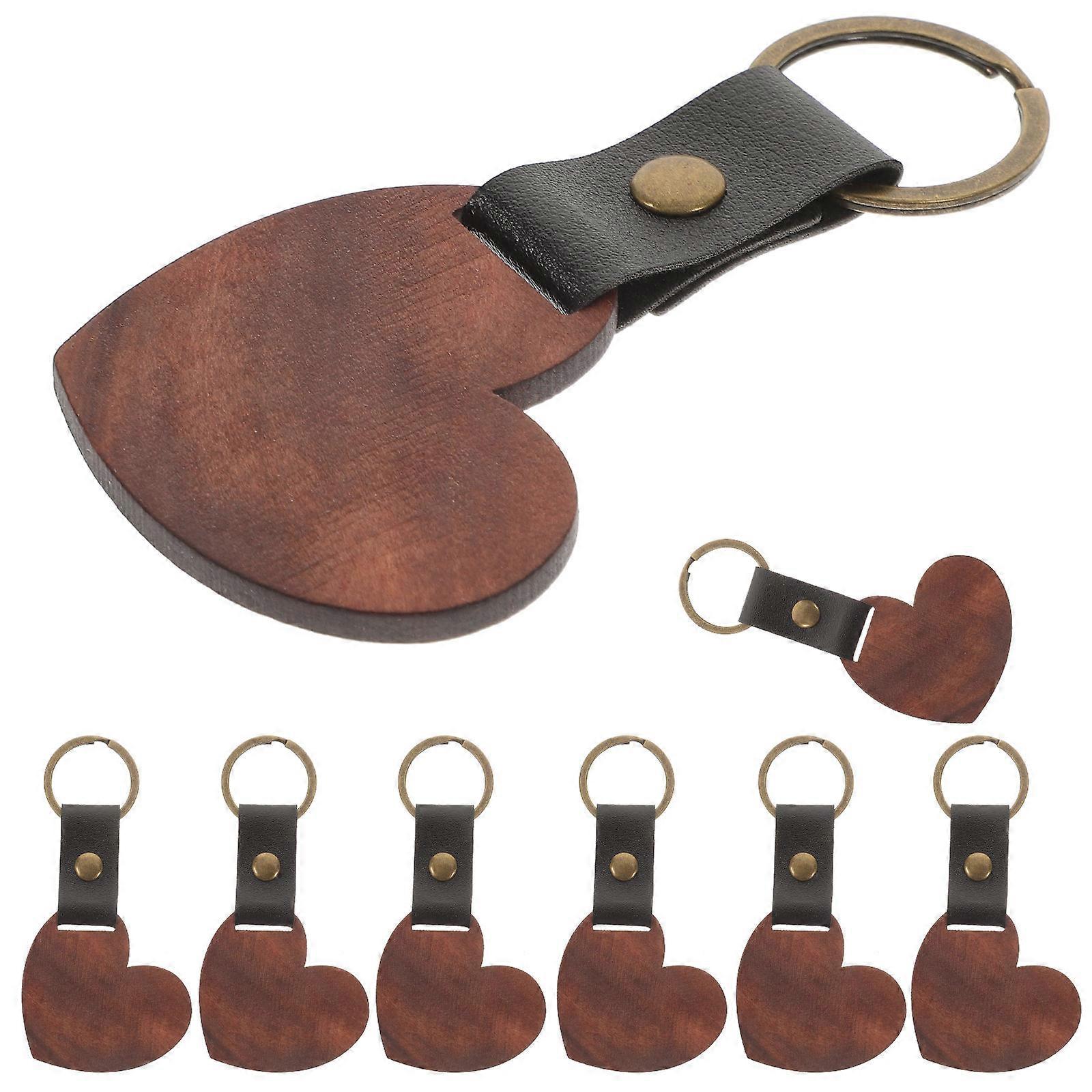 Wooden Key Chain DIY Crafting Supplies 24Pcs Brown Key Chain Pendants