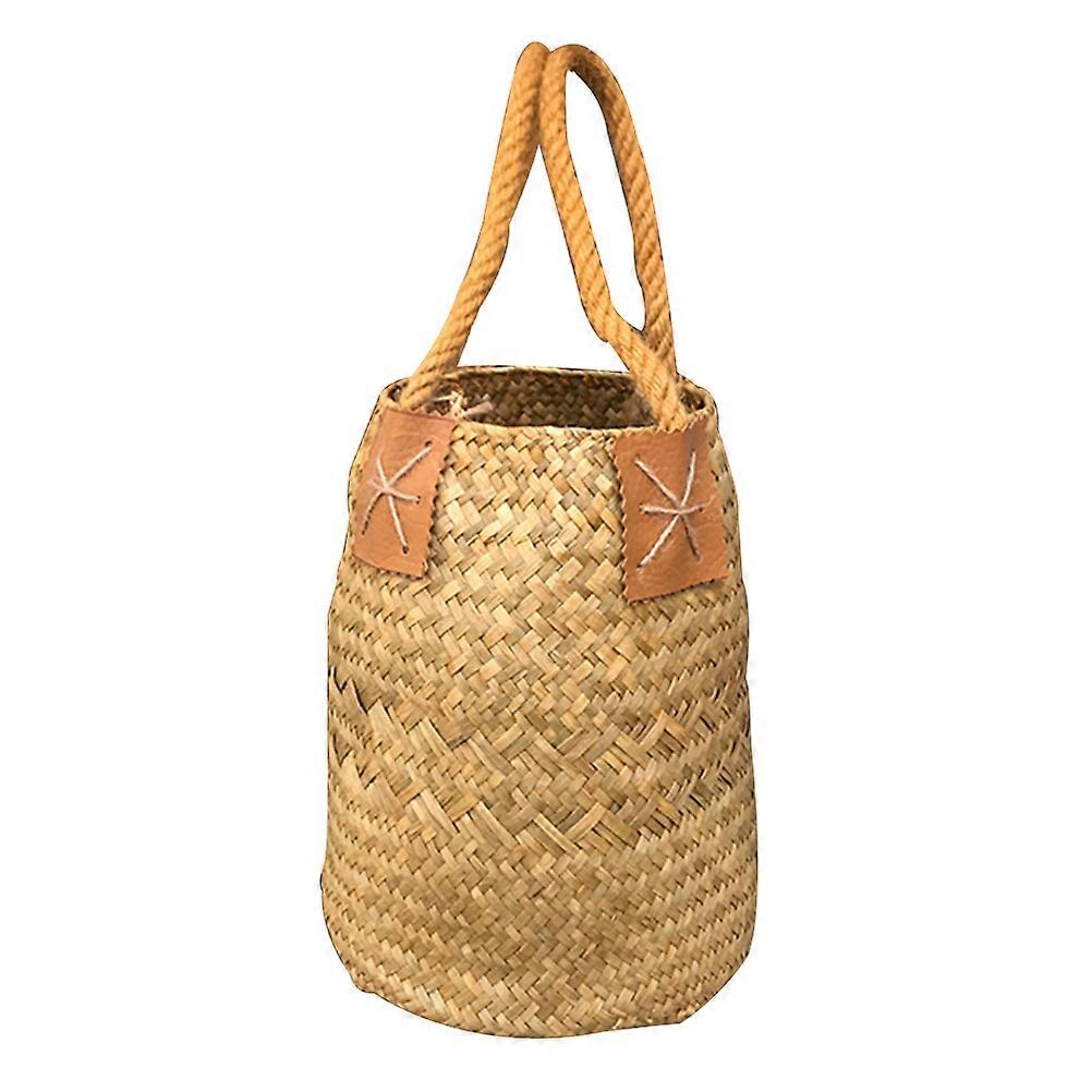 Braided Basket Yellow for Decorating 2Pcs Handmade Seagrass Storage Boxes