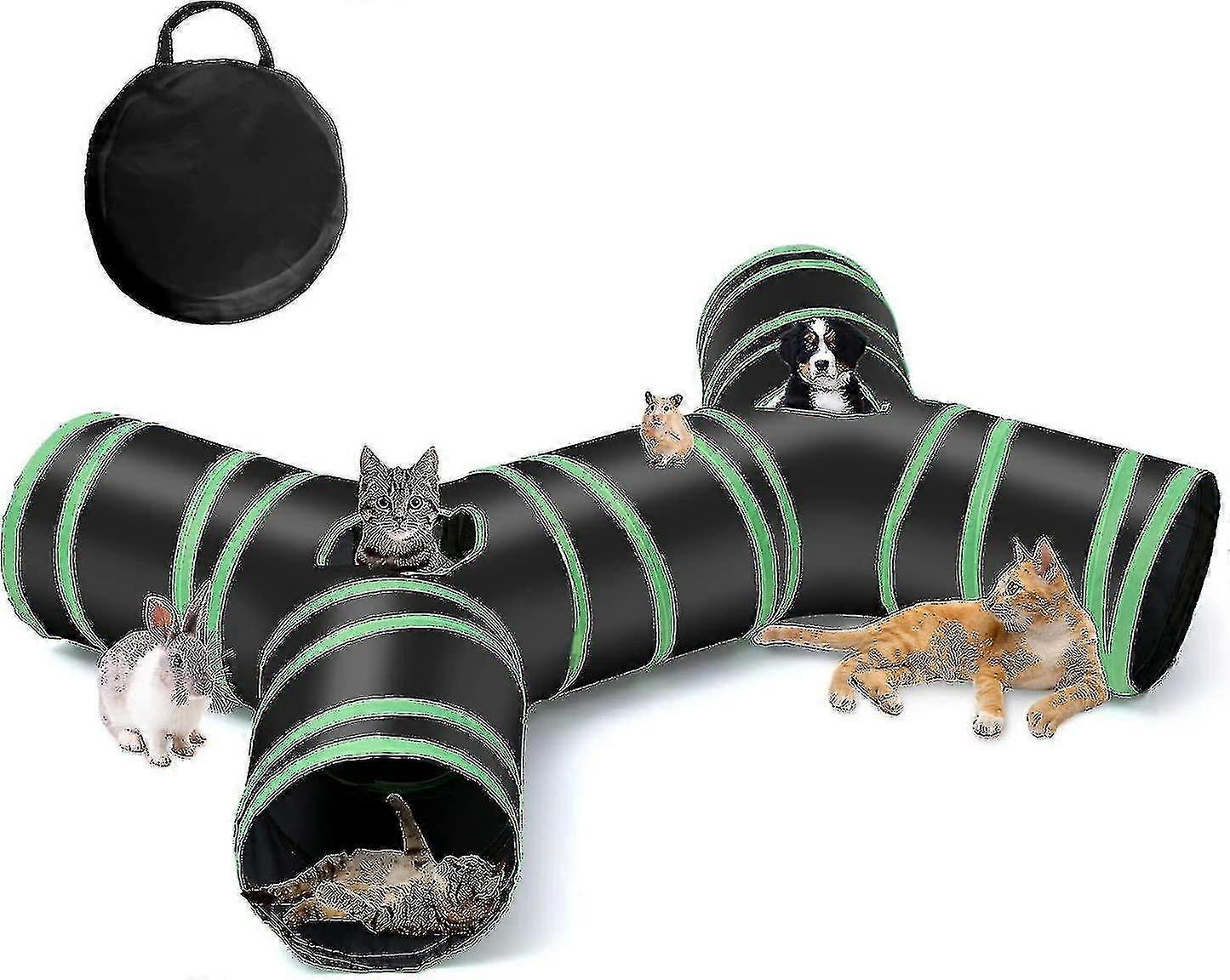 2025 Upgraded Cat Tunnel Bone-type, 4 Way Collapsible Cat Playhouse Pet Play Tunnel Tube With Storage Bag