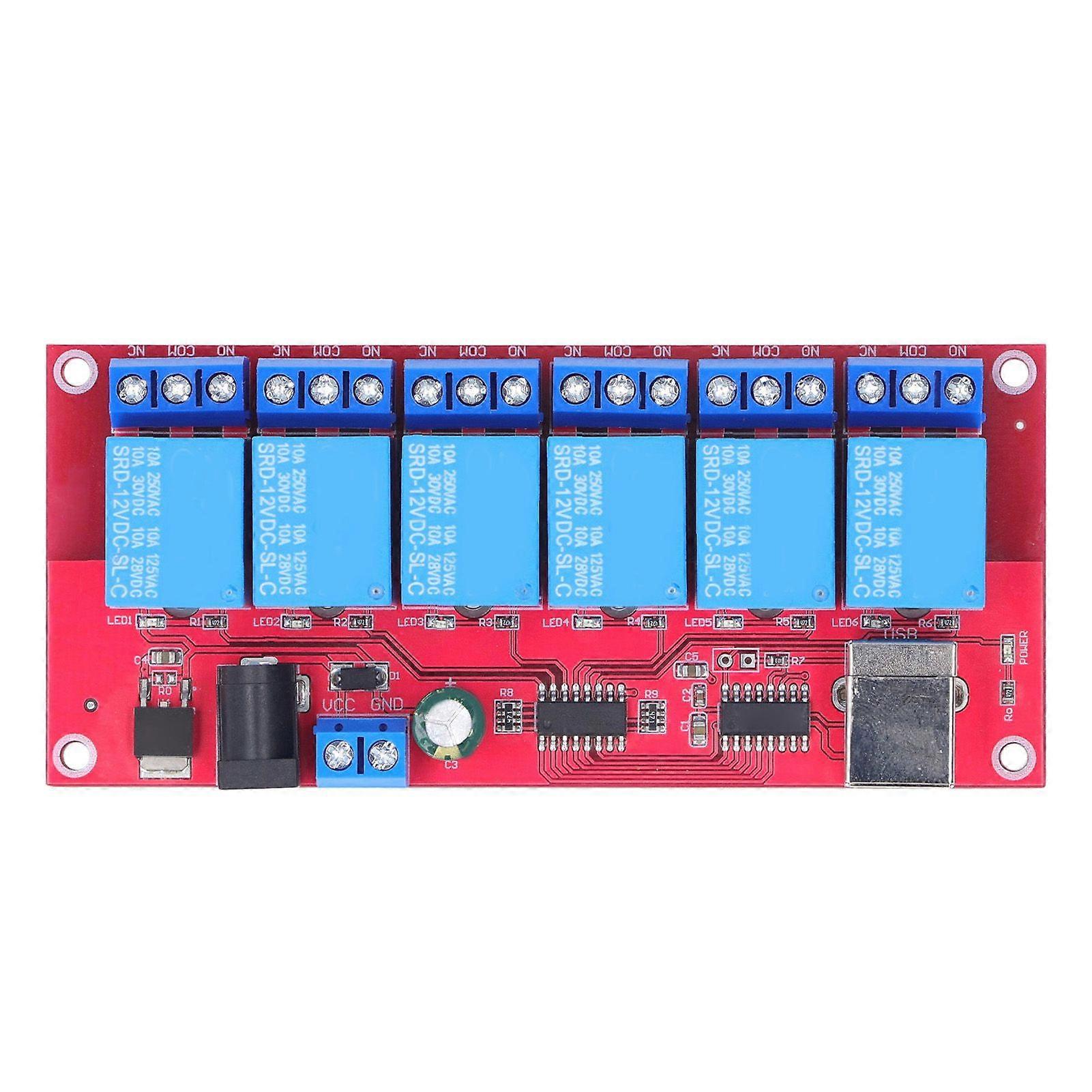 Modul de releu USB cu 6 căi de înaltă calitate Unitate liberă HID Control computer cu releu USB