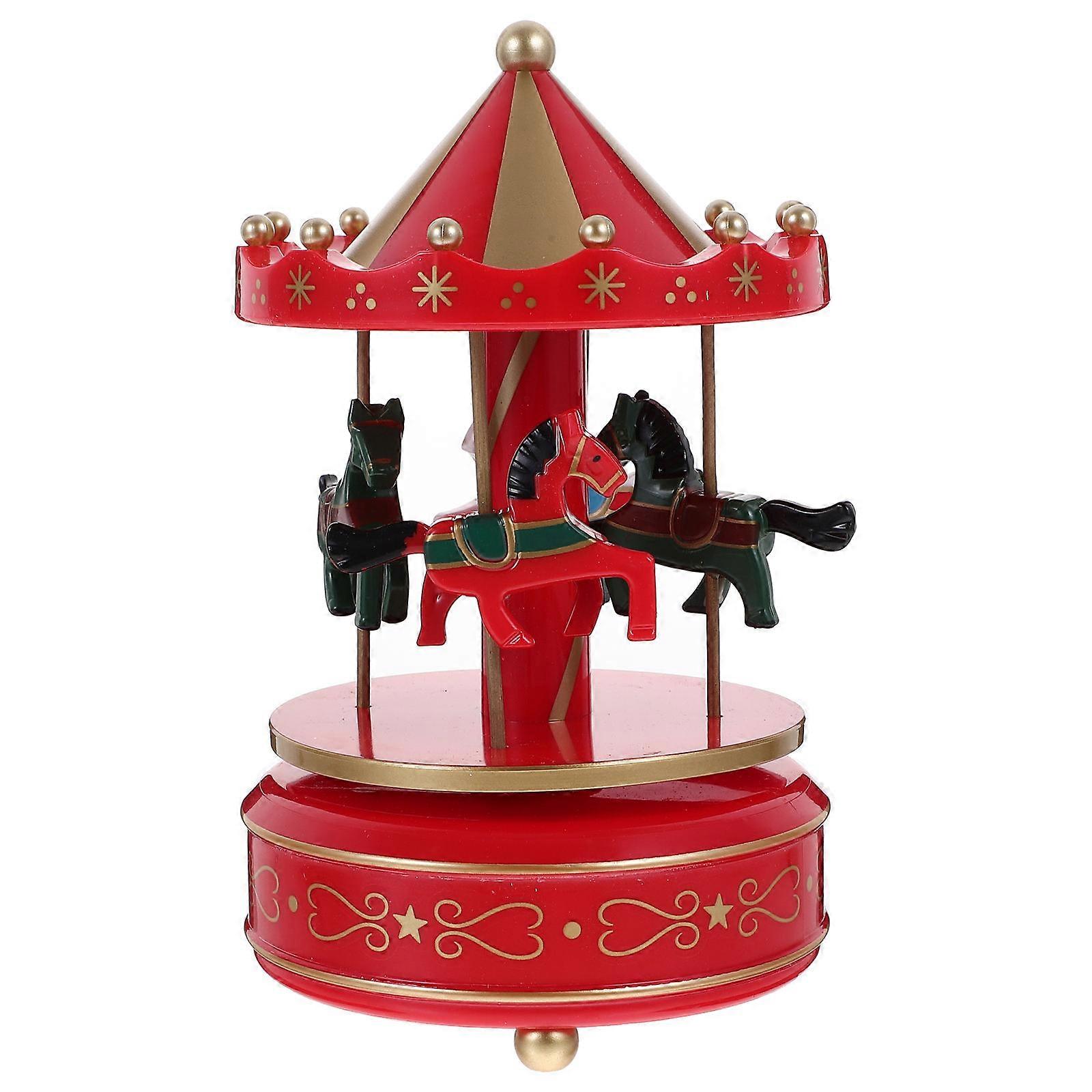 Elegant Carousel Music Box 4Pcs Decorative Item For Home Birthday Parties Red Melodies