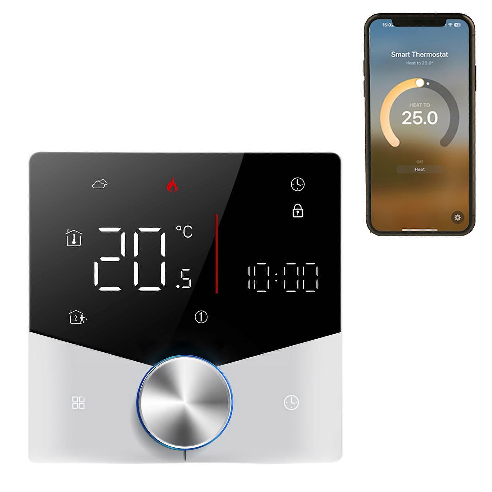 Wireless Matter Thermostat 7x6 Programmable 88x88mm Black/White