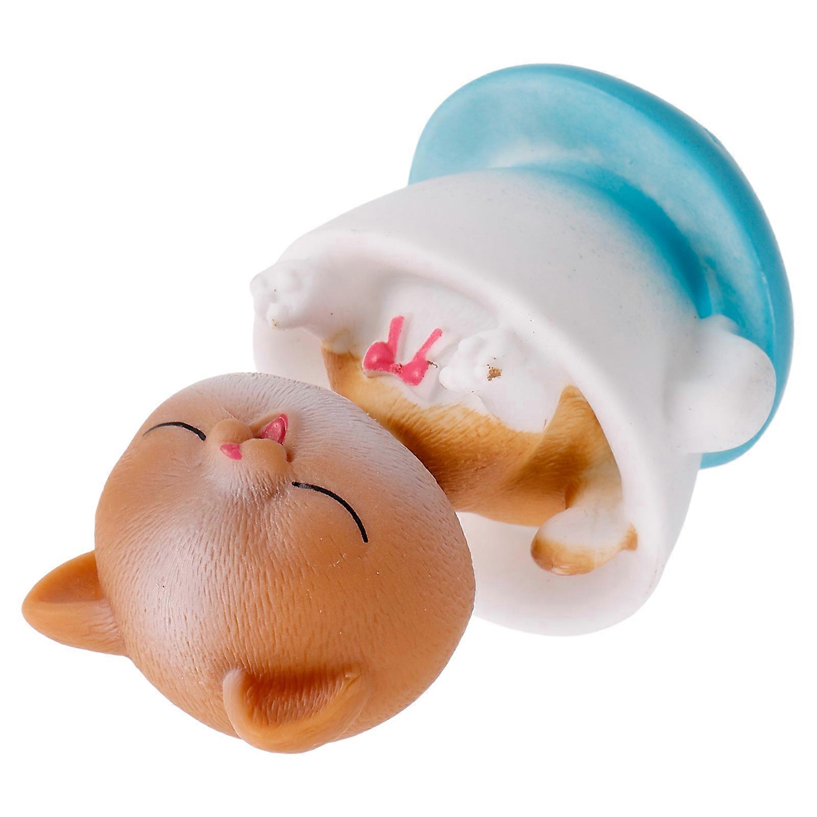Mini Cat Figurines Resin Desktop Decoration Shaking Head 3Pcs White