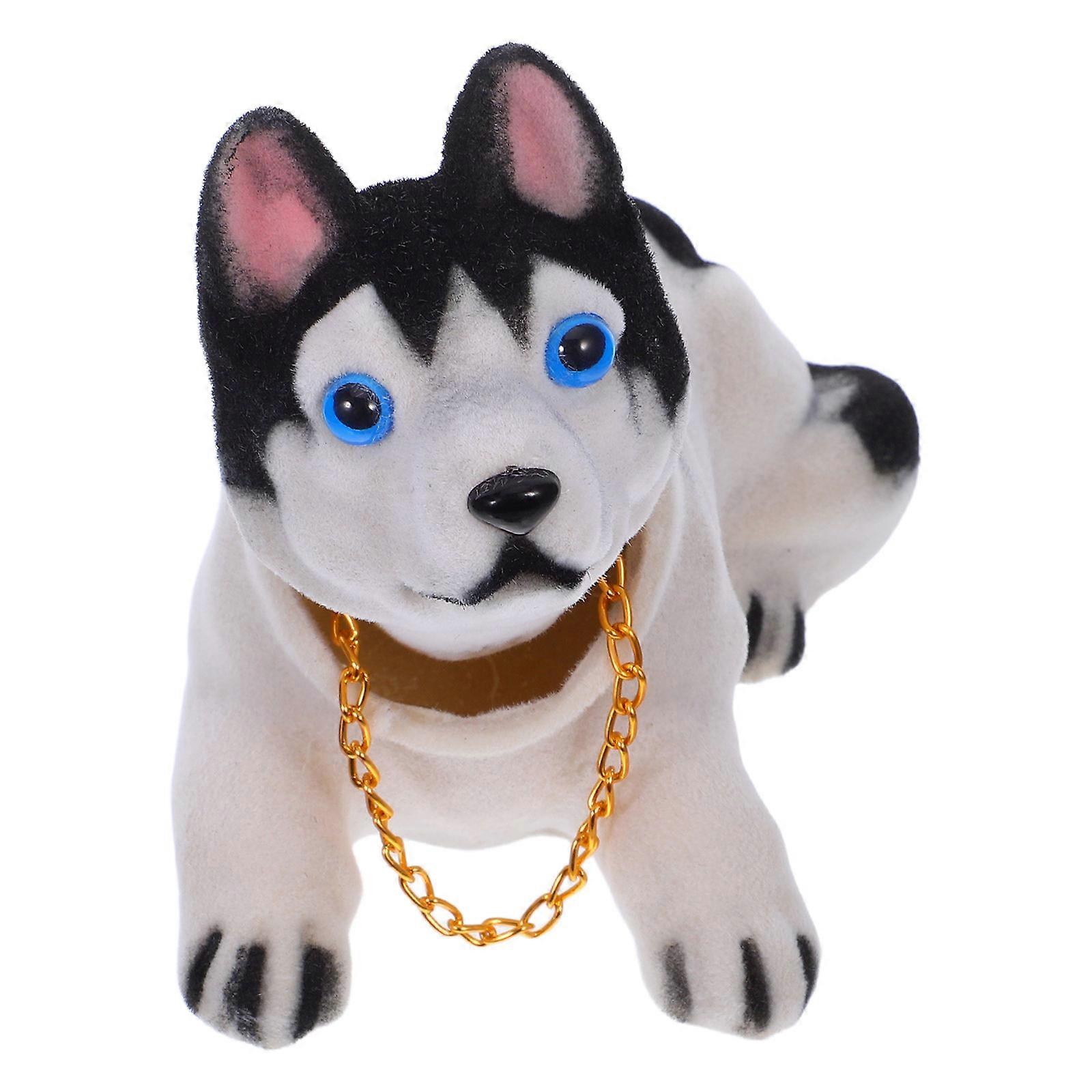 Mini Shaking Head Dog Husky Car Adornment Desktop Accessory For Home And Office 15X8X6.5CM Multi Color 1 Pcs