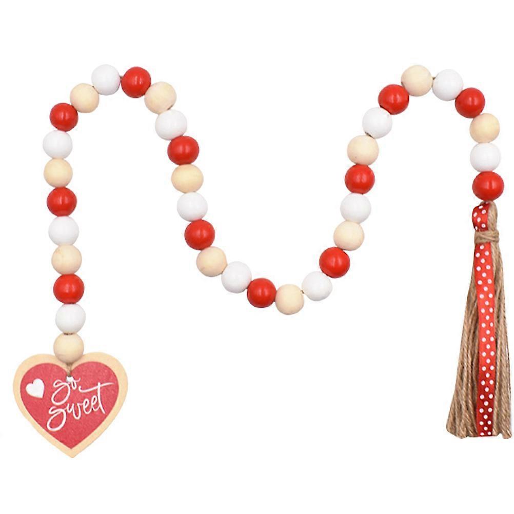 Hanging Beaded Garland Wood Decor for Valentines Day 3Pcs String