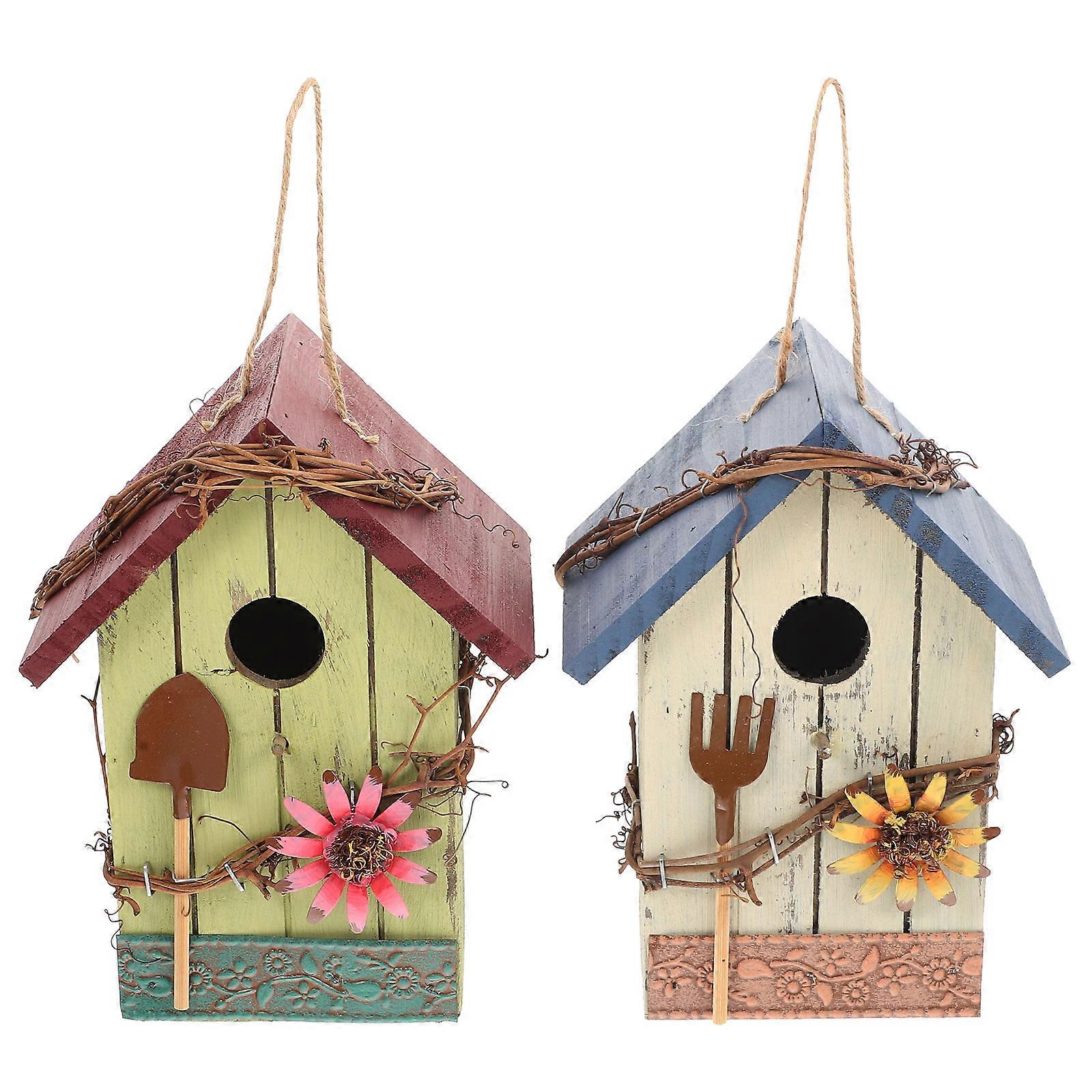 Decorative Wooden Bird Nesting Box For Small Birds Patio Use 5.89X3.73X7.66in Provide Nesting Pcs