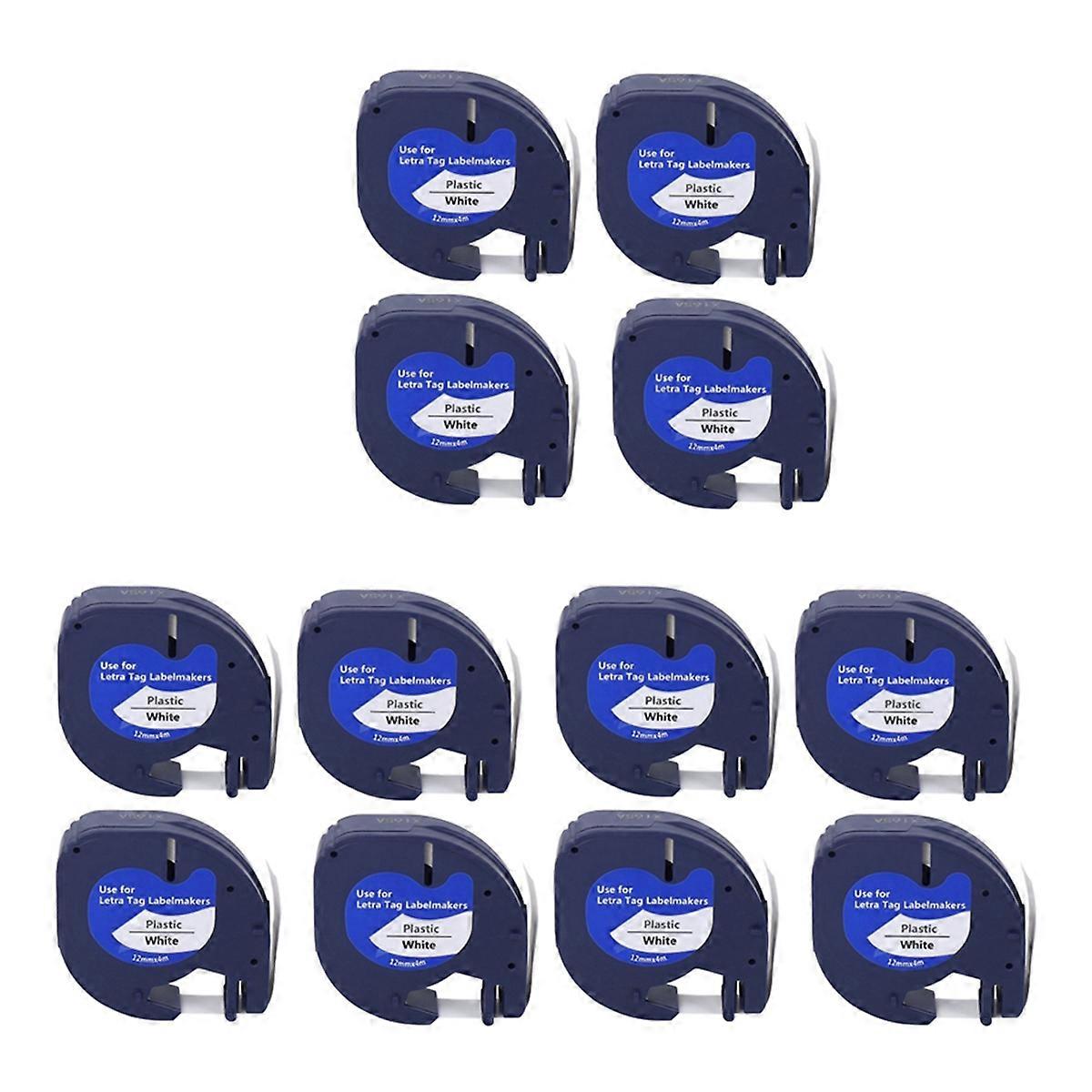 4 Pack Label Tape for Black on White Plastic Label Tape