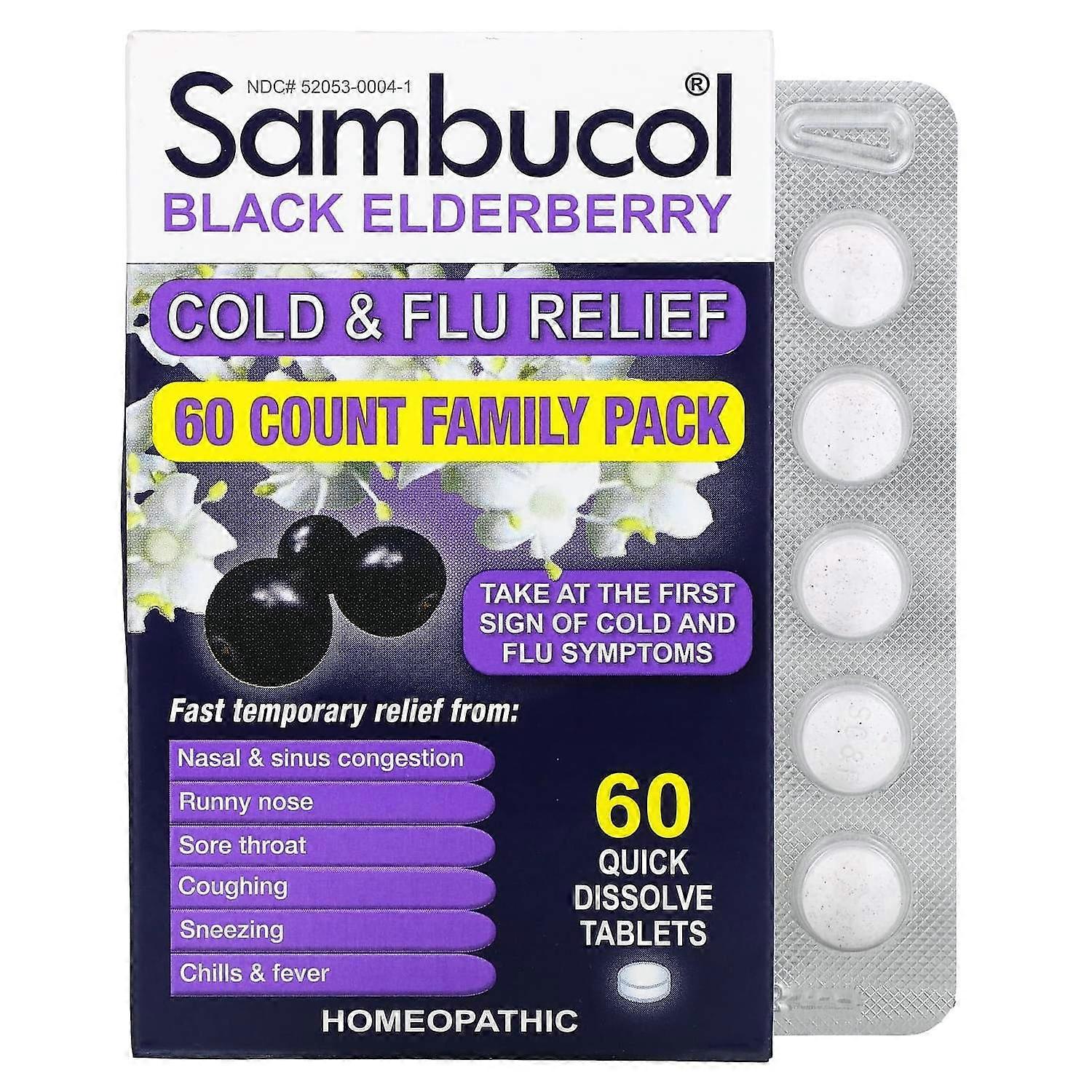 Sambucol, Black Elderberry, Cold & Flu Relief, 60 Tablets