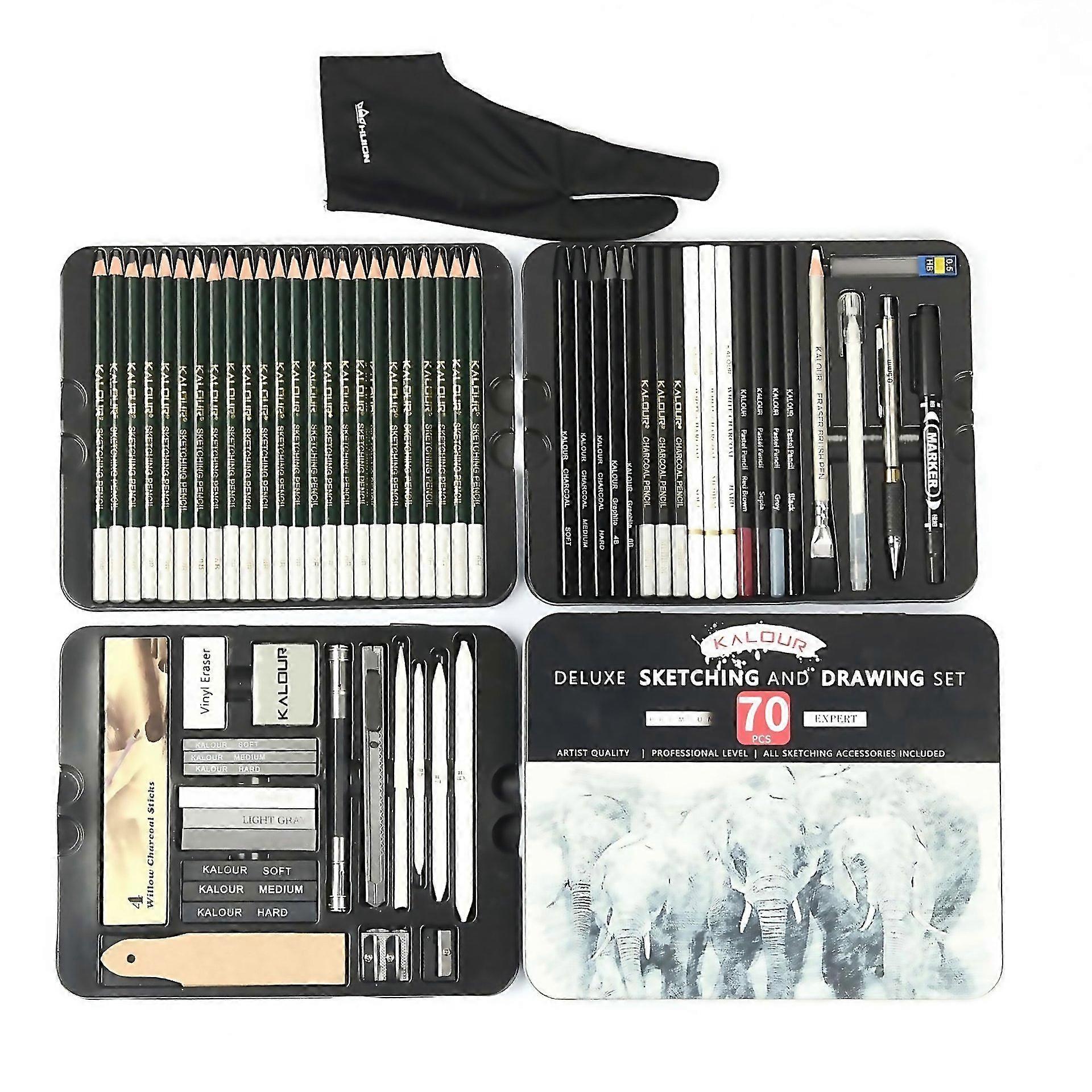 For Kalour 70 In 1 Sketch Pencil Iron Box Set Sketch Tool Set Fine Art Painting Pencil