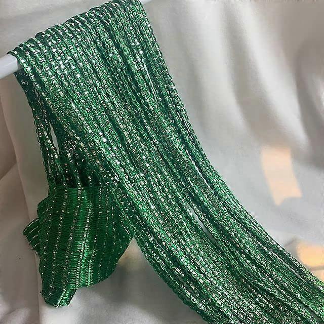 Crystal Flash Line Shiny Tassel String Door Curtain SeaGreen 100x200cm With Silver Wire Rod Pocket Window Divider Deco