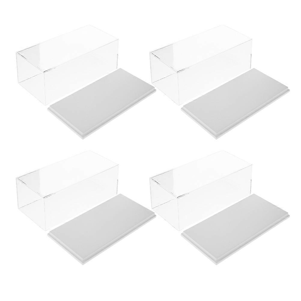 Car Model Display Case for Storage 4Pcs Transparent Plastic Miniature Showcase