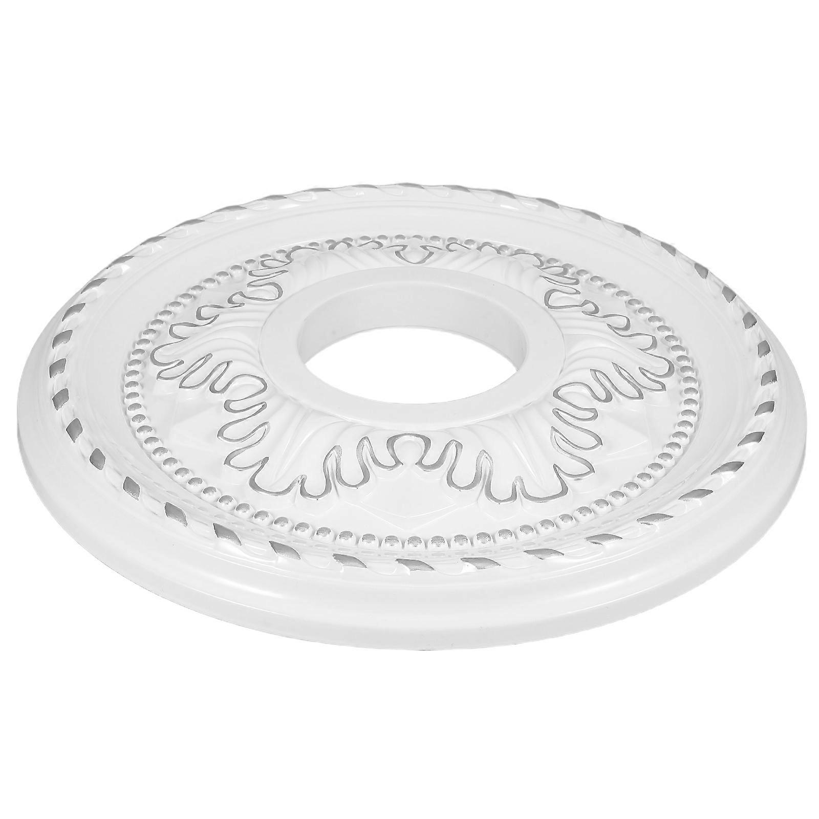 Ceiling Light Base Decorative Ceiling Medallion for Light Fixtures 2Pcs Silver PVC