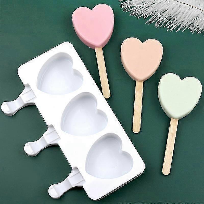 2025 3 Grids Heart Shape Ice Cream Model DIY Pudding Mold Without Stick