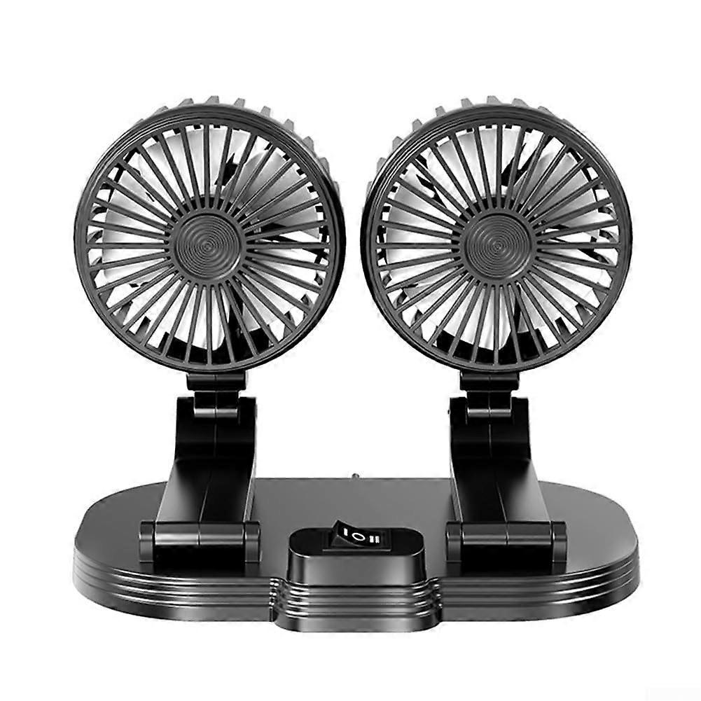 USB Dual Head Fan For Cars And Home 360 Degree Adjustable USB Powered Portable Dual Vent Cooling