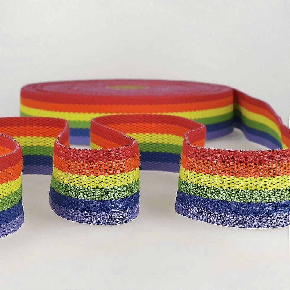 Rainbow Striped Webbing Tape - 40mm Width Per Metre